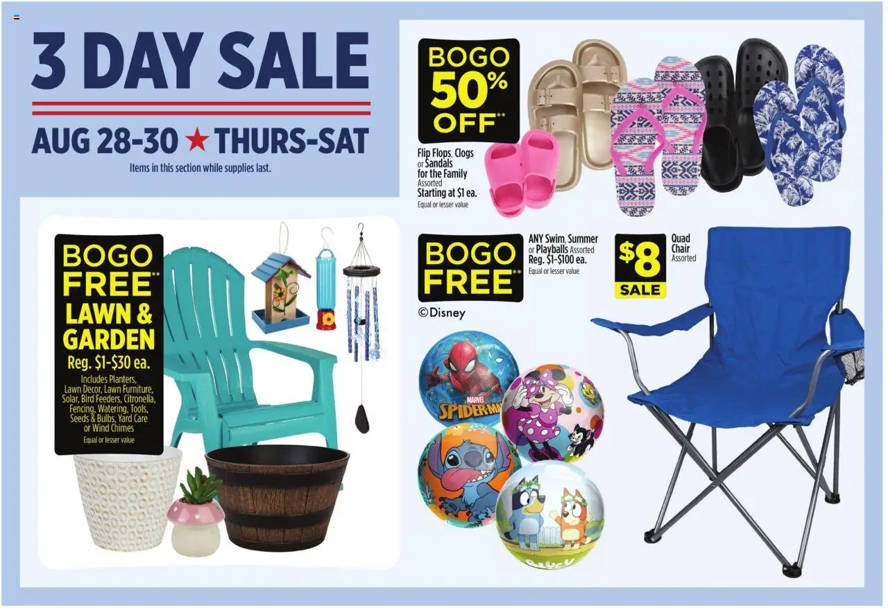 Dollar General Weekly Ad - TX - valid from 24.08.2025 | Page: 2 | Products: Chair, Sandals