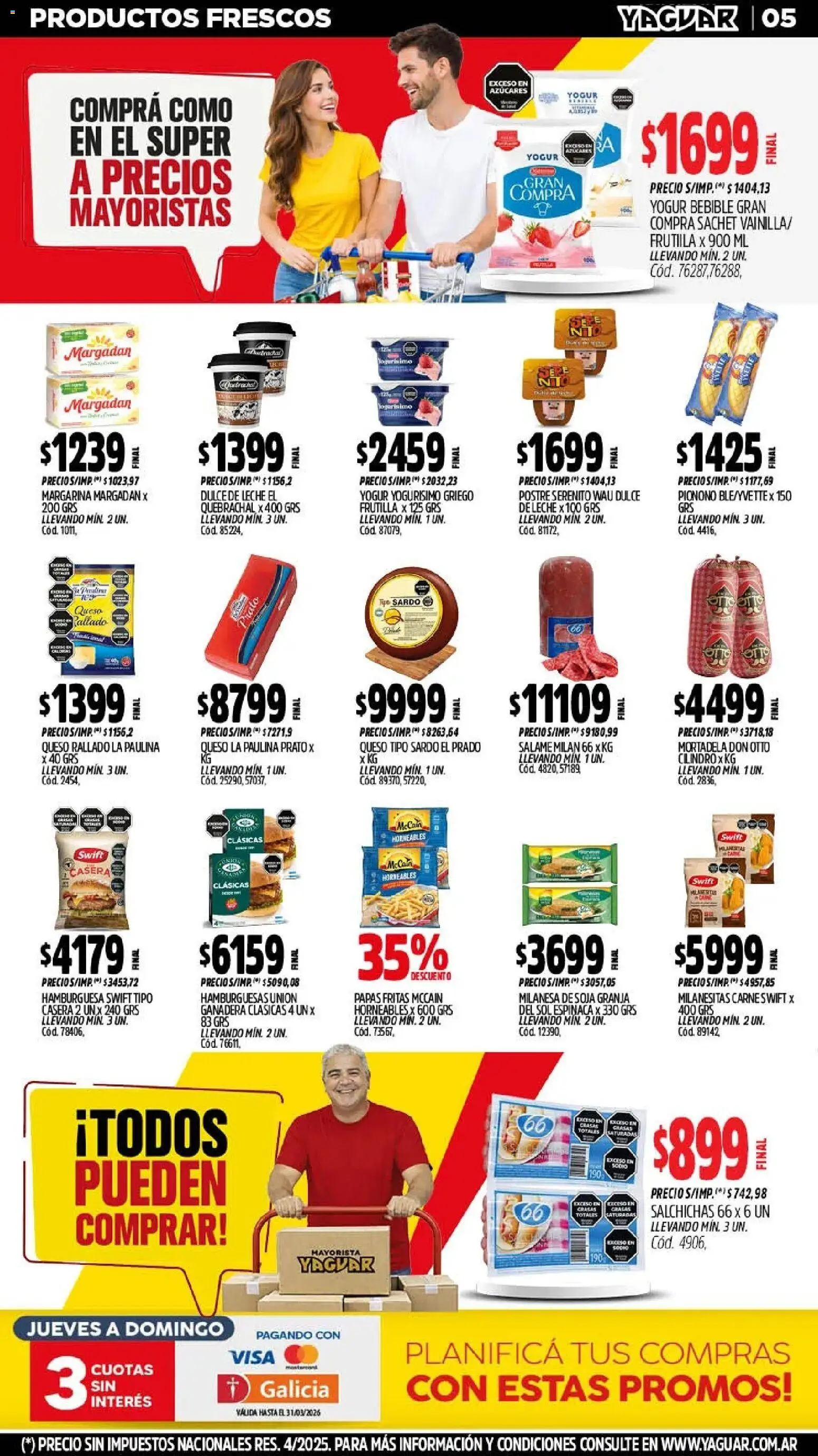 Yaguar - Oferta Semanal Misiones │ válido desde el 02.03.2026 | Página: 5 | Productos: Mortadela, Queso, Salame, Espinaca