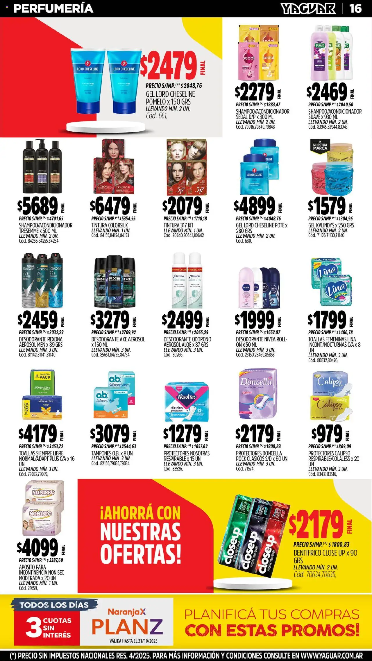 Yaguar - Parque Chacabuco │ válido desde el 13.10.2025 | Página: 16 | Productos: Toallas, Tintura, Pomelo, Té
