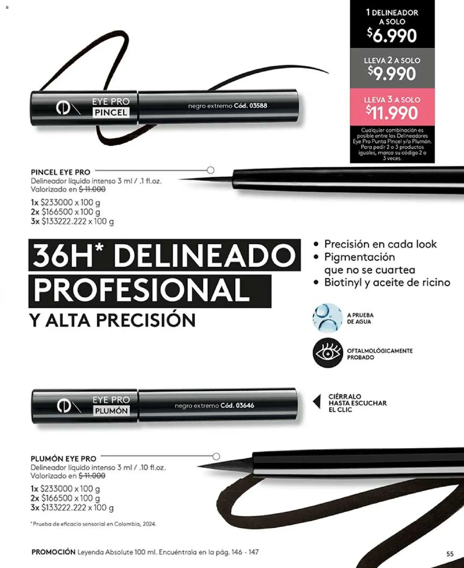 Catálogo Ésika Campaña 7 │ válido desde el 18.04.2026 | Página: 55 | Productos: Agua, Delineador, Plumón, Pincel