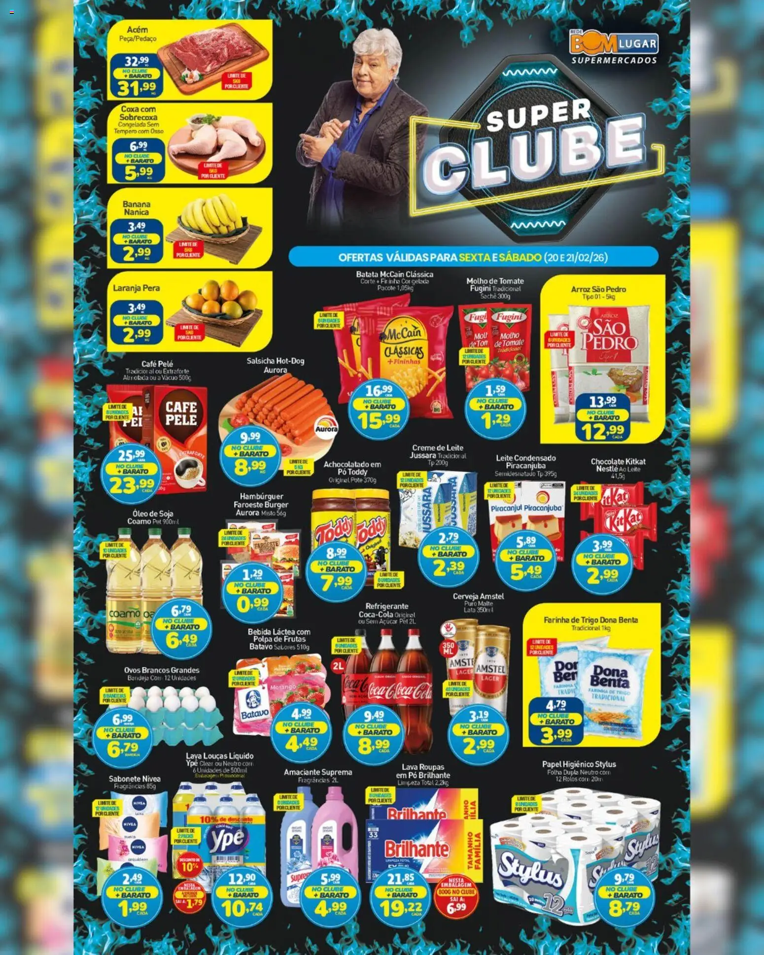 Rede Bom Lugar Folheto - válido de 20.02.2026 | Página: 1 | Produtos: Molho de tomate, Farinha de trigo, Óleo, Roupas