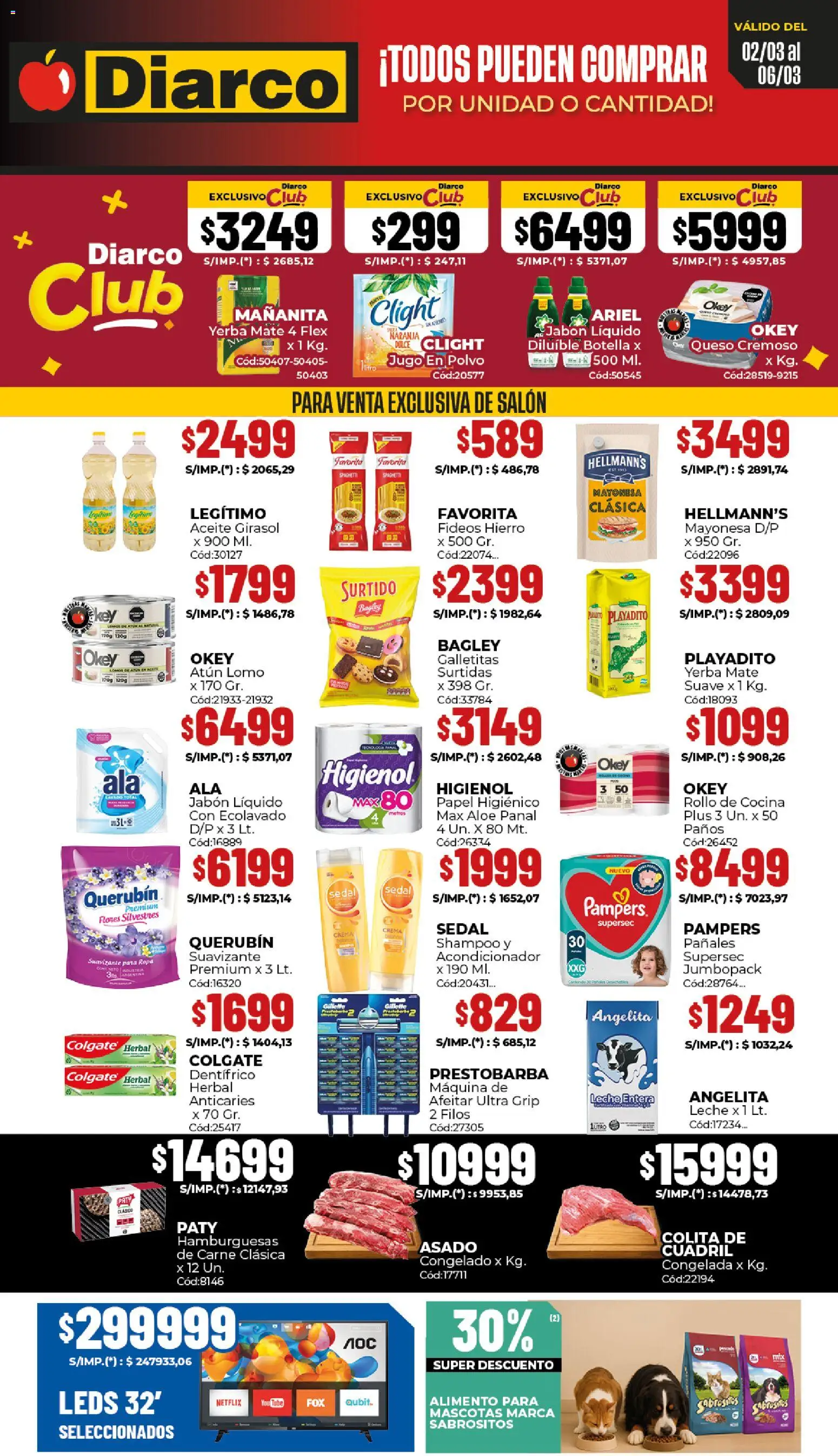 Diarco ofertas │ válido desde el 02.03.2026 | Página: 1 | Productos: Galletitas, Yerba, Aceite, Leche