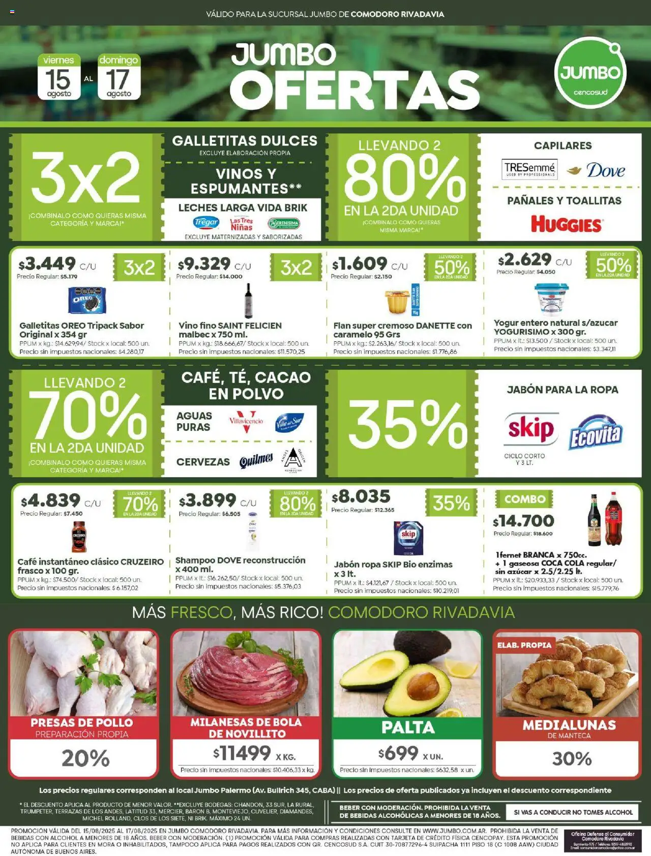 Jumbo - Ofertas | Comodoro │ válido desde el 15.08.2025 | Página: 1 | Productos: Pollo, Polvo, Vino, Cacao