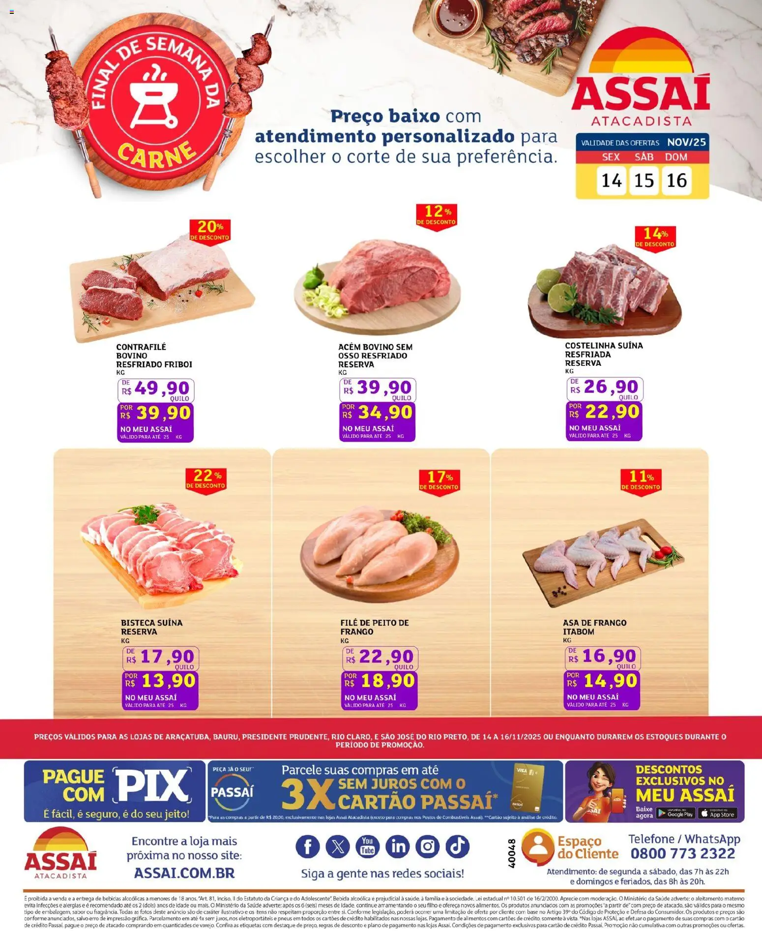Assaí Atacadista Folheto - válido de 14.11.2025 | Página: 1 | Produtos: Asa de frango, Base, Carne, Bebida