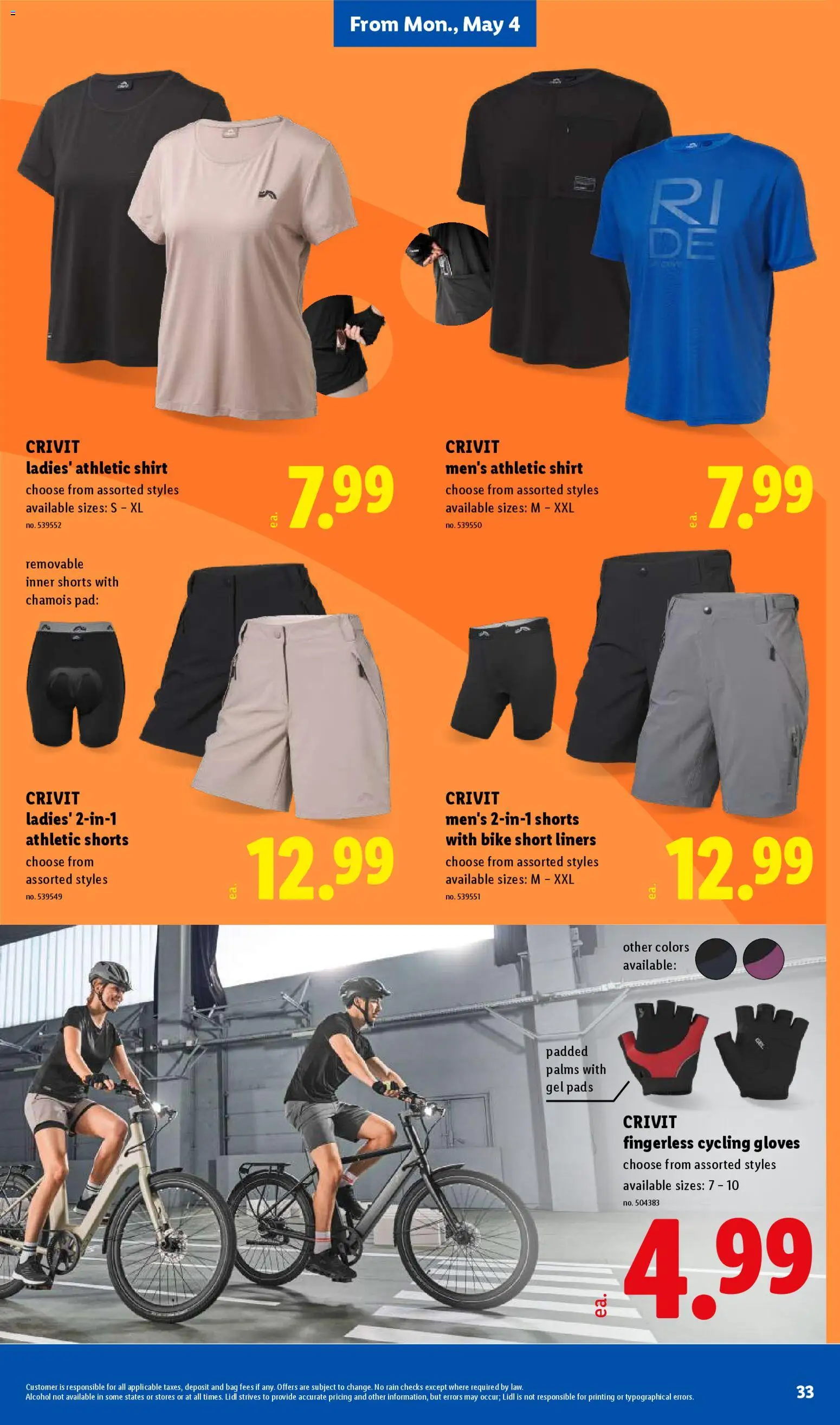 Lidl Weekly Ad - valid from 29.04.2026 | Page: 33 | Products: Shirt, Pads, Shorts, Bag