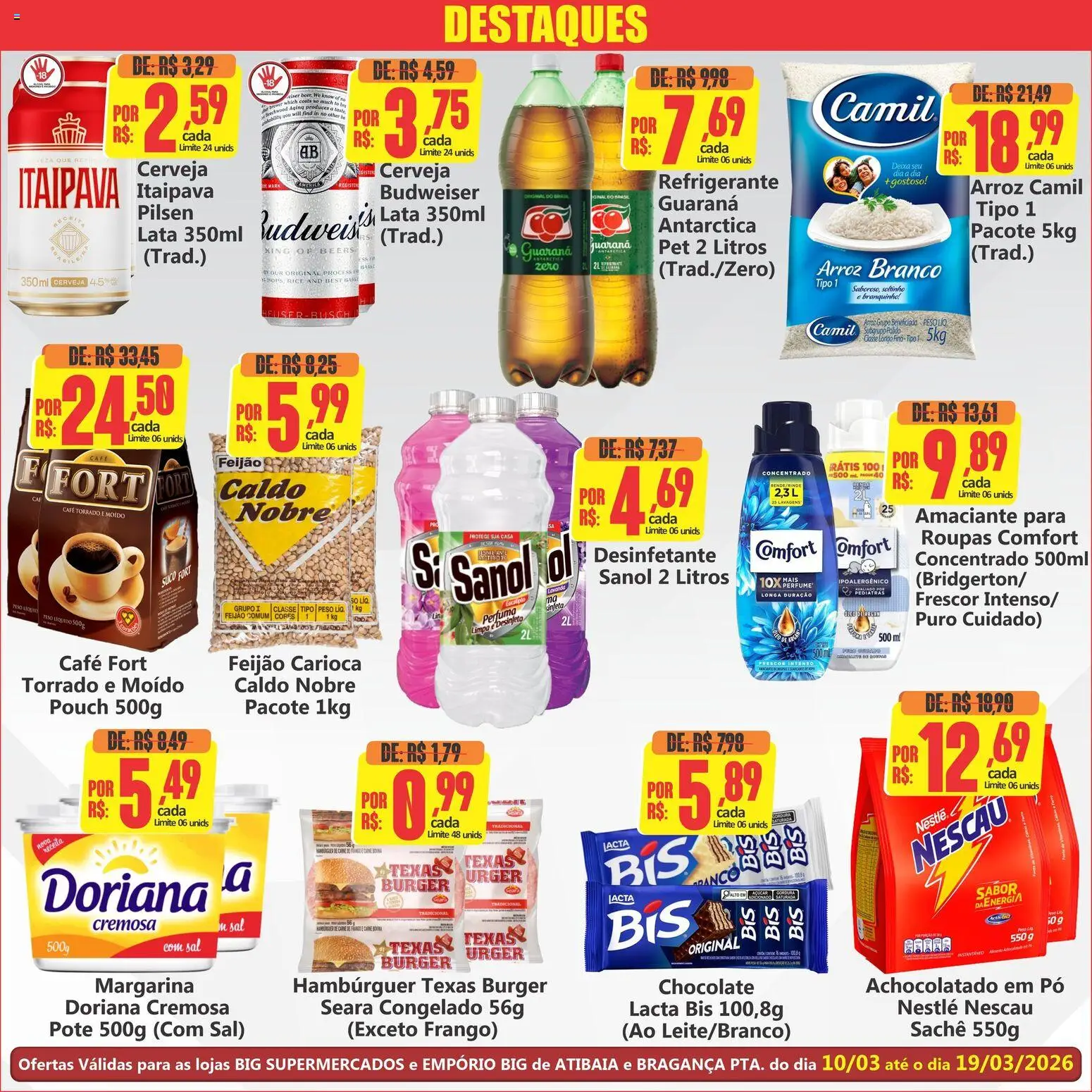Big Supermercados Folheto - válido de 10.03.2026 | Página: 2 | Produtos: Feijão, Achocolatado, Frango, Margarina