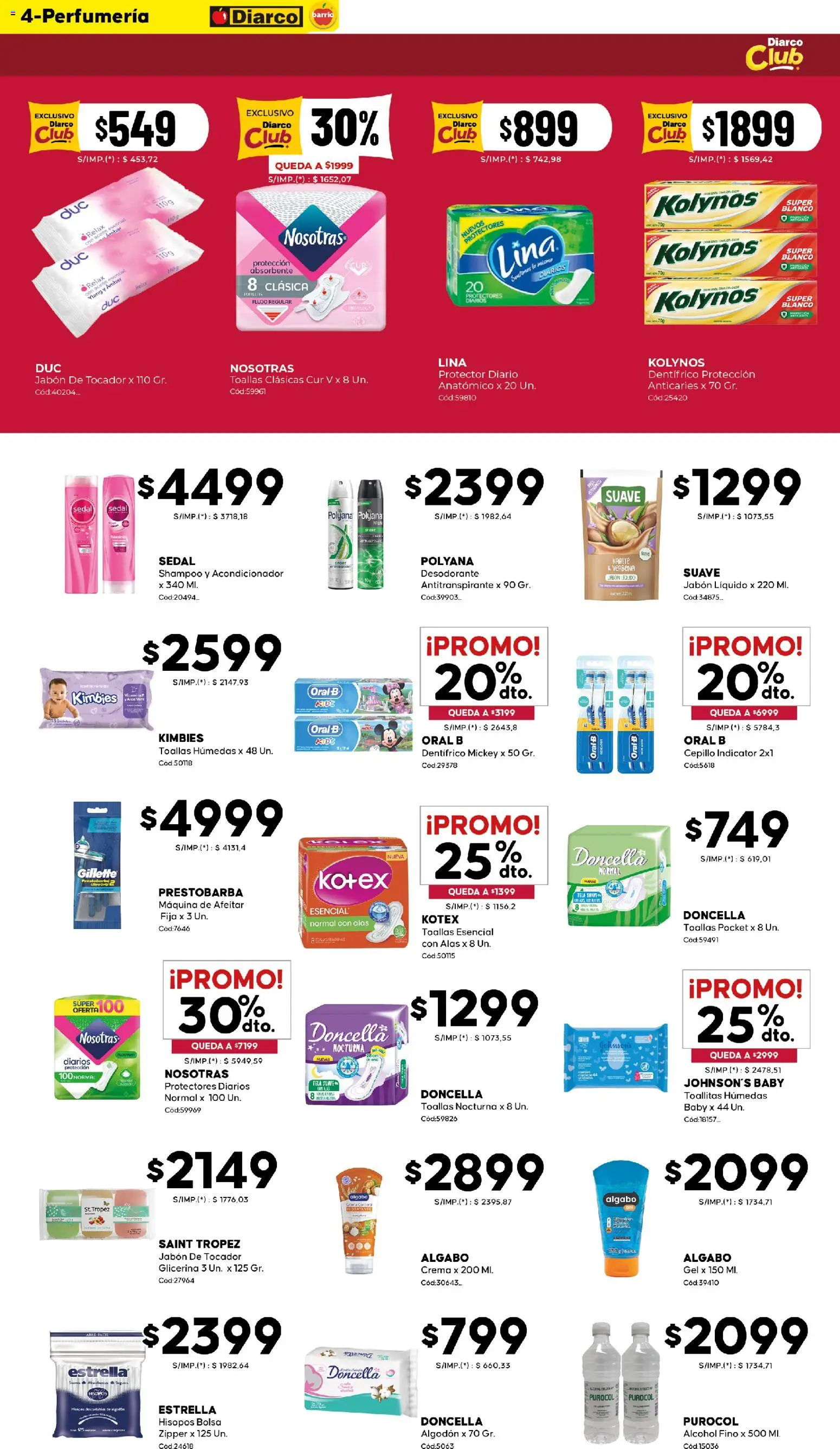 Diarco - Ofertas Diarco Barrio │ válido desde el 23.03.2026 | Página: 4 | Productos: Algodón, Cepillo, Toallitas húmedas, Jabón