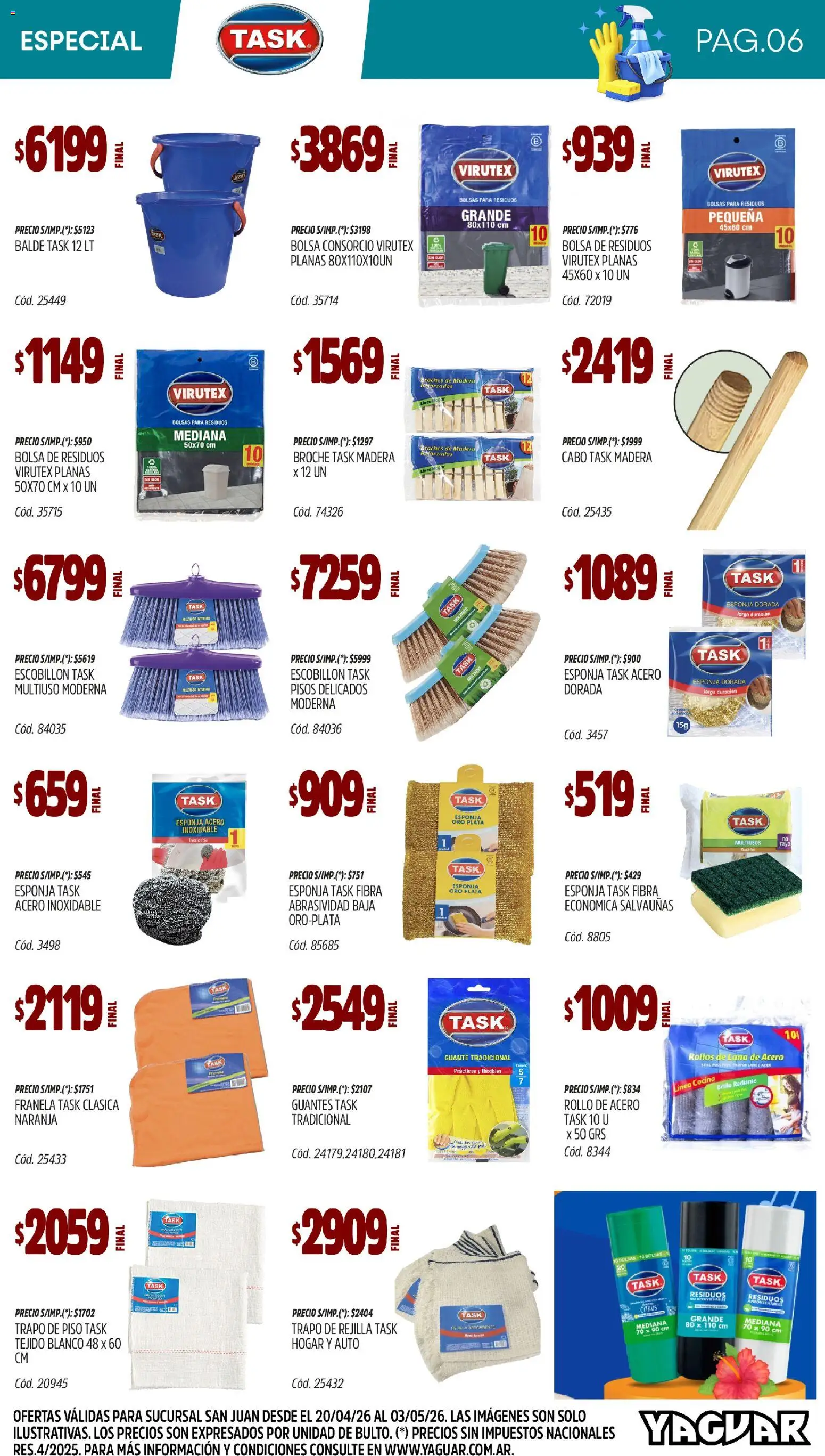 Yaguar - Especial Limpieza San Juan │ válido desde el 20.04.2026 | Página: 6 | Productos: Trapo de piso, Brillo, Esponja, Guantes