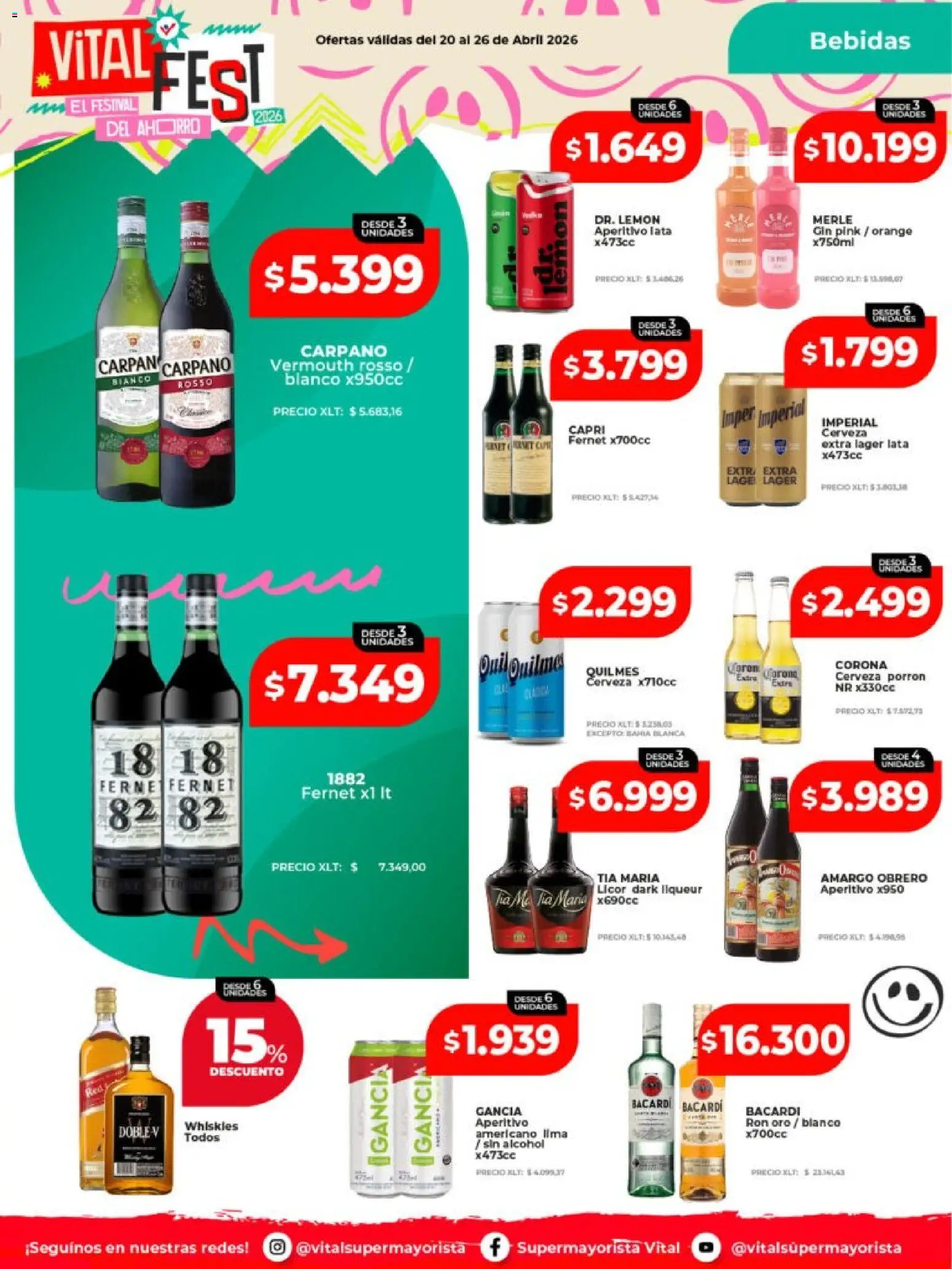 Vital - Ofertas │ válido desde el 20.04.2026 | Página: 23 | Productos: Gin, Fernet, Lima, Cerveza
