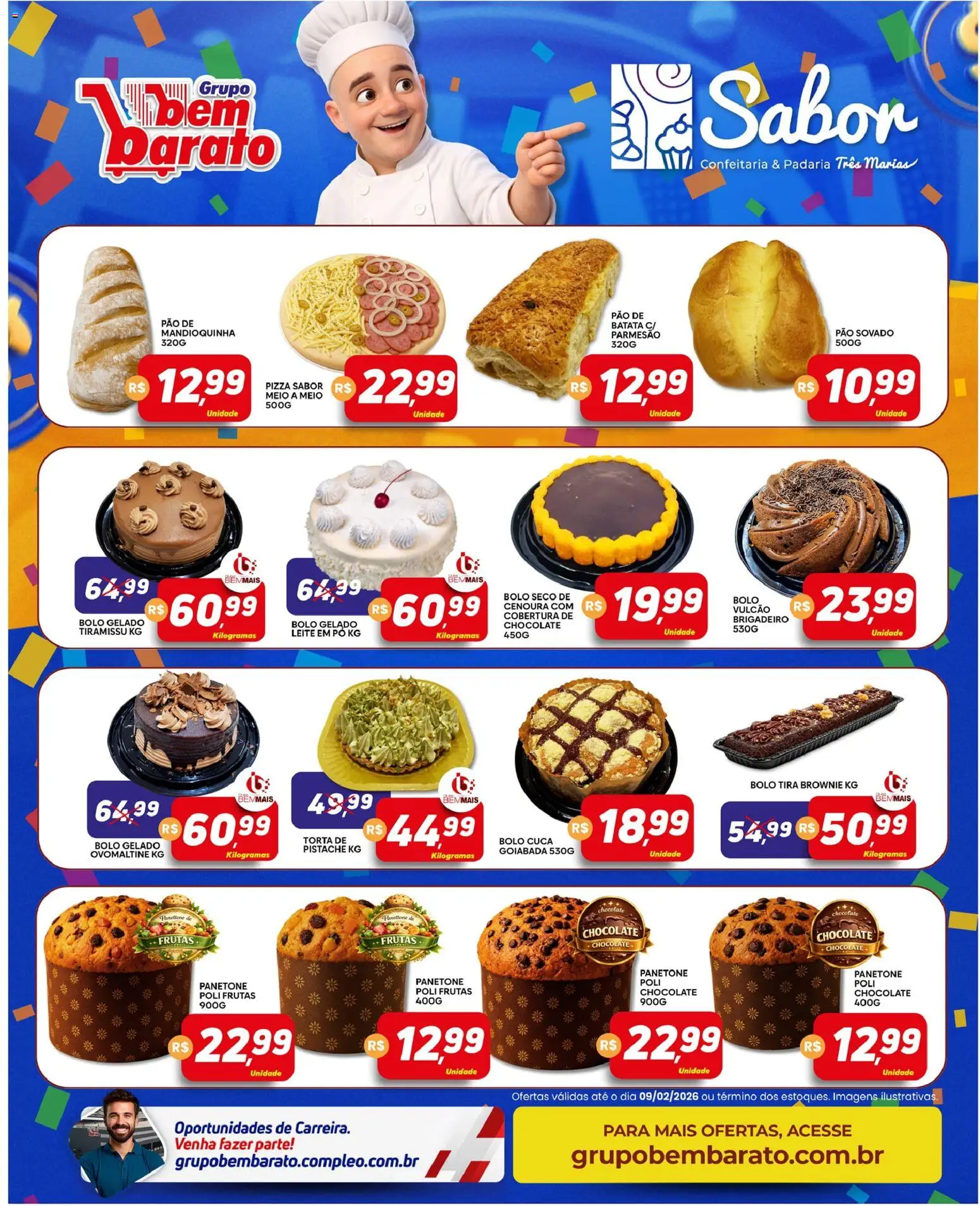 Supermercado Bem Barato Folheto - válido de 03.02.2026 | Página: 4 | Produtos: Mandioquinha, Leite, Parmesão, Goiabada