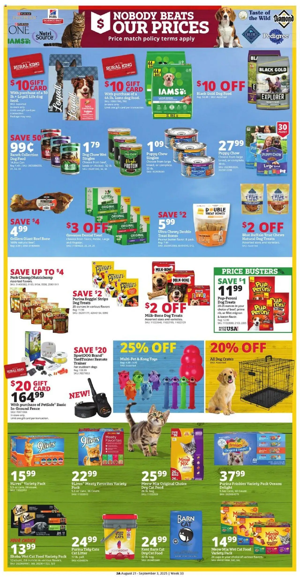 Rural King Weekly Ad - valid from 21.08.2025 | Page: 5 | Products: Dog Treats, Beef, Seafood, Poultry