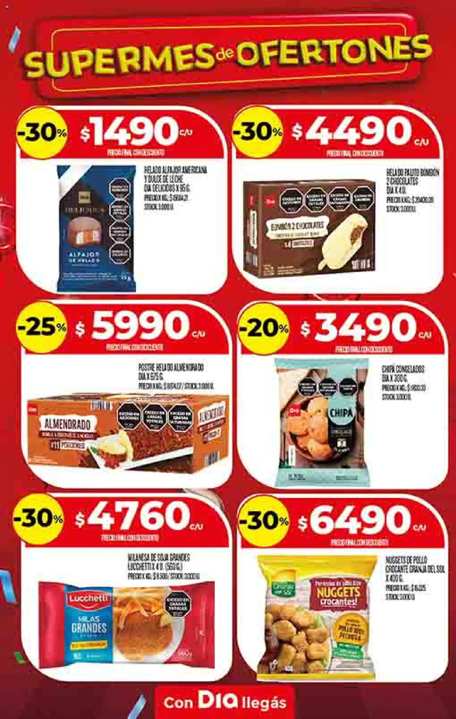 Supermercado DIA Ofertas │ válido desde el 22.10.2025 | Página: 13 | Productos: Helado, Milanesa, Dulce de leche, Alfajor