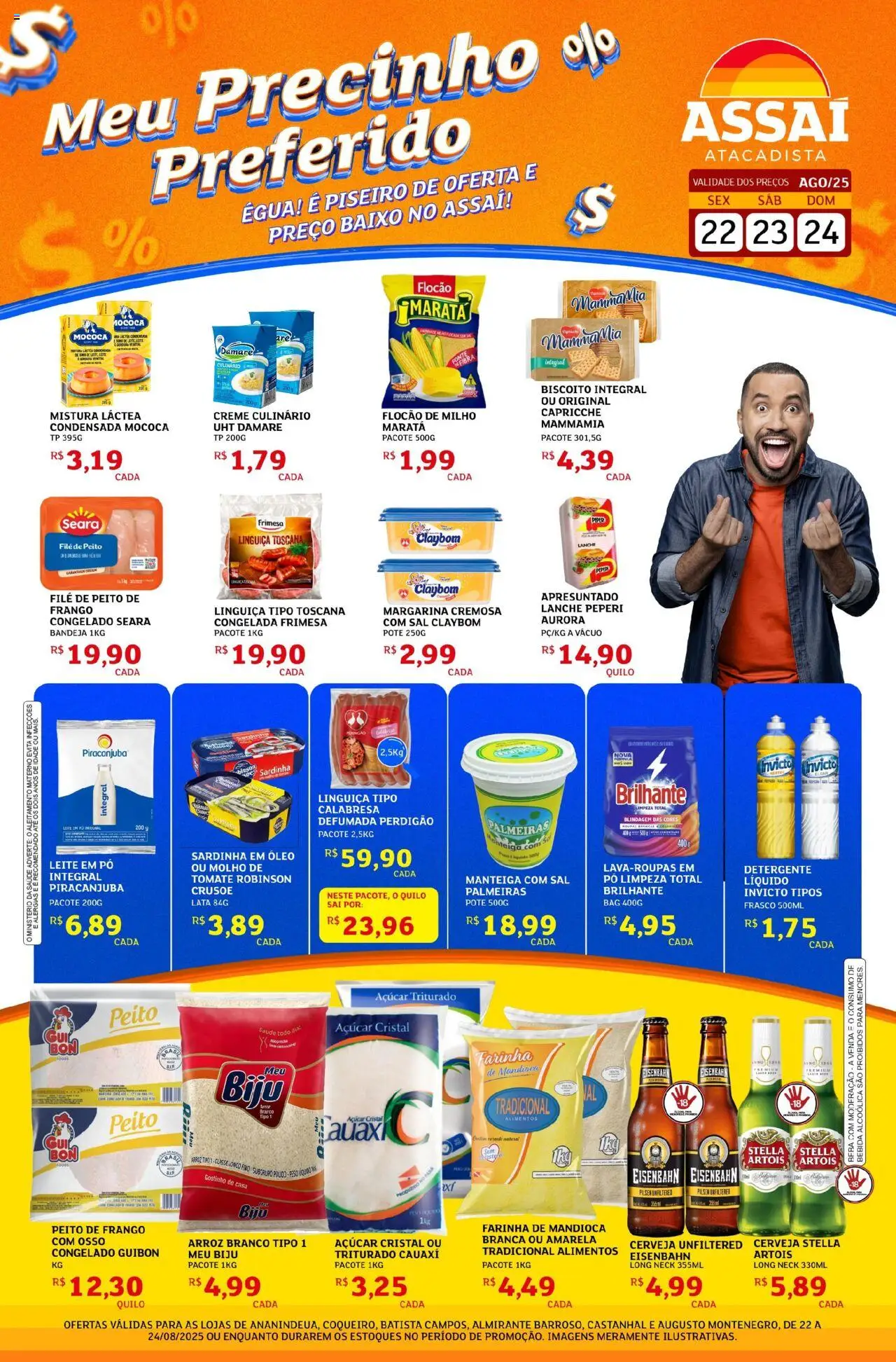 Assaí Atacadista Folheto - válido de 22.08.2025 | Página: 1 | Produtos: Farinha de mandioca, Bandeja, Sardinha, Leite em pó