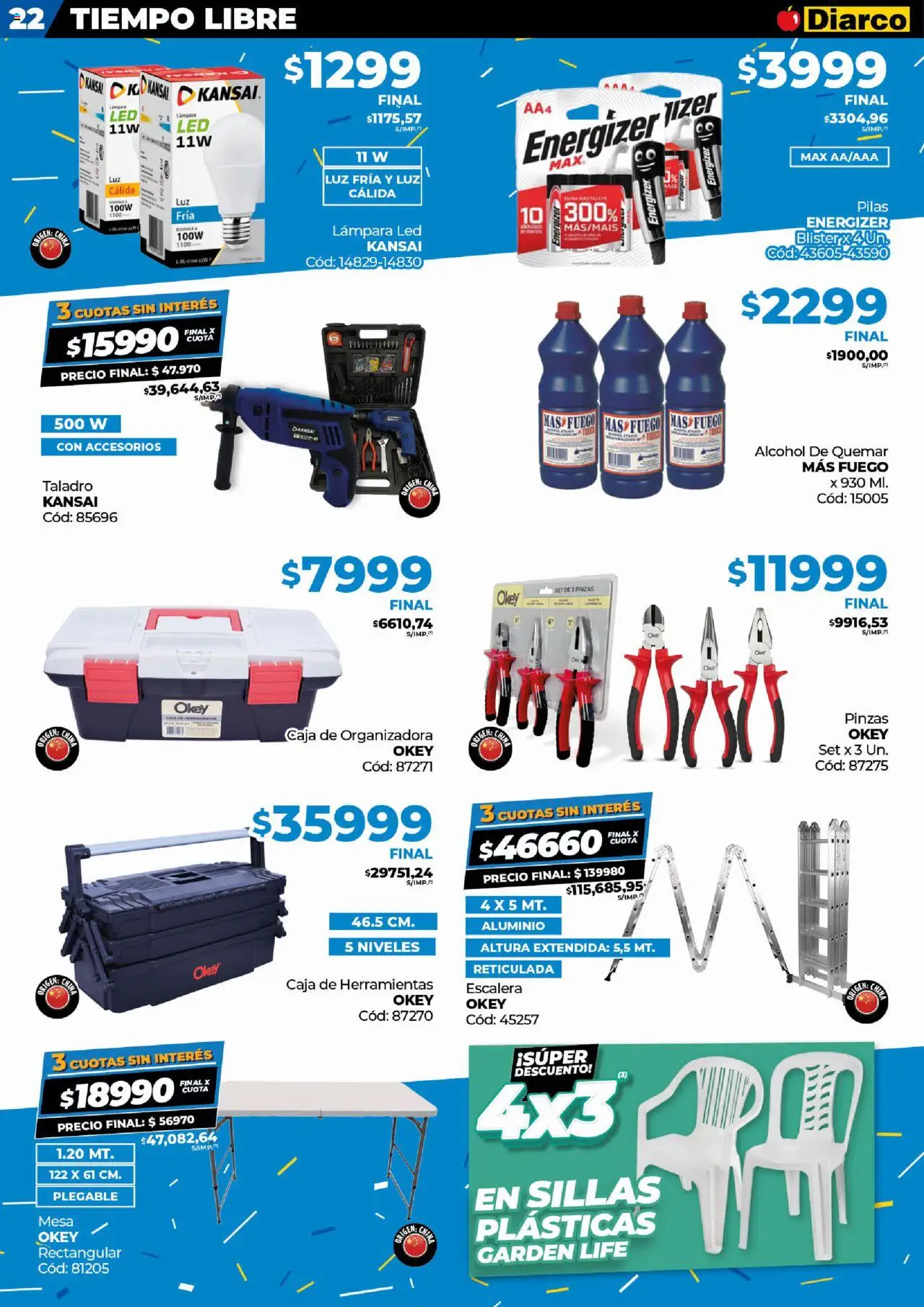 Diarco ofertas │ válido desde el 08.09.2025 | Página: 22 | Productos: Caja de herramientas, Escalera, Mesa, Pilas