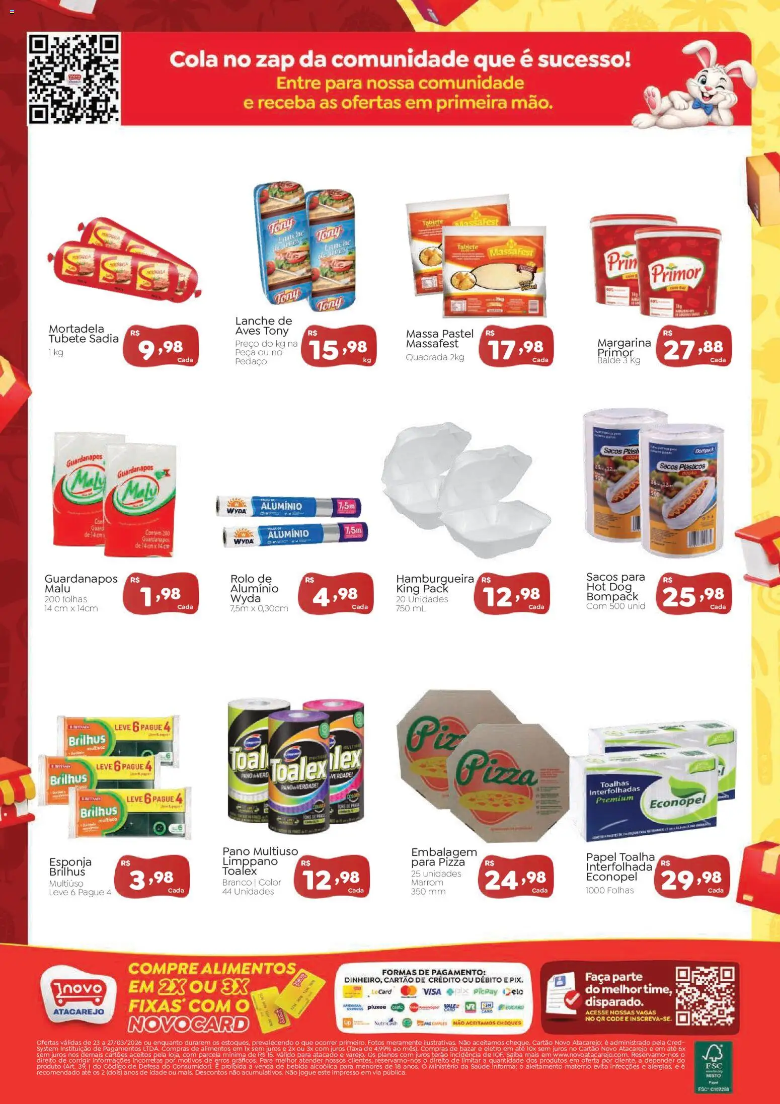 Novo Atacarejo Folheto - válido de 23.03.2026 | Página: 2 | Produtos: Esponja, Rolo, Massa, Margarina