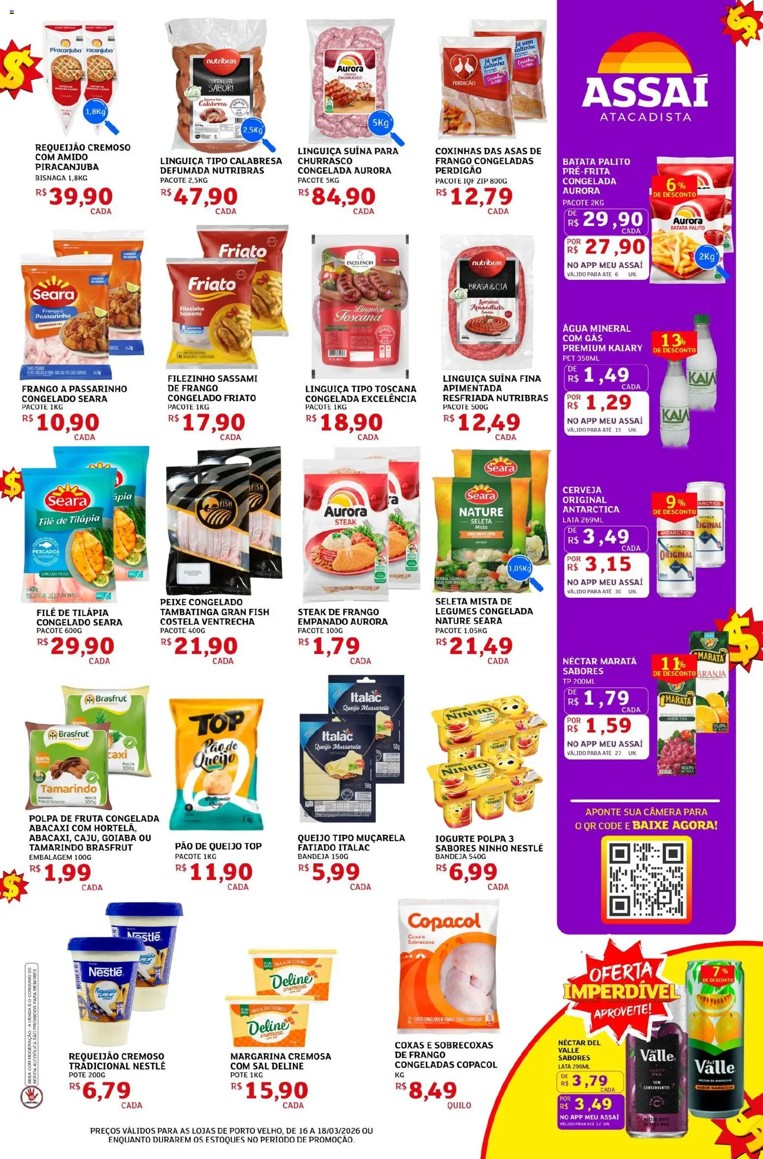 Assaí Atacadista Folheto - válido de 16.03.2026 | Página: 3 | Produtos: Queijo, Tilápia, Cerveja, Câmera