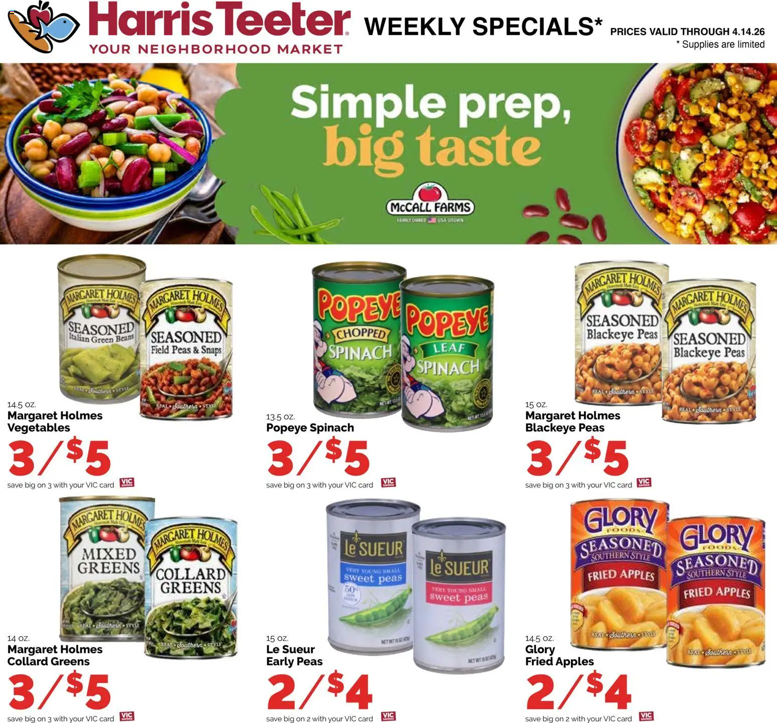 Harris Teeter Weekly Ad - NC - valid from 08.04.2026 | Page: 13 | Products: Spinach, Apples, Vegetables, Greens