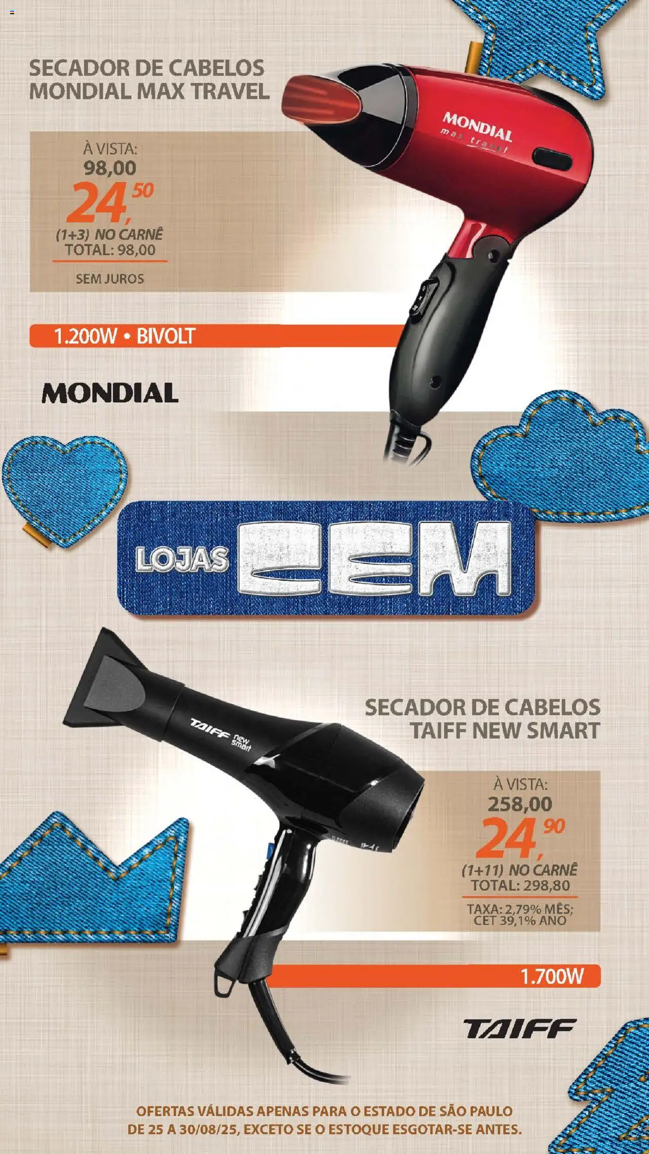 Lojas Cem Folheto - válido de 25.08.2025 | Página: 64 | Produtos: Secador, Carne