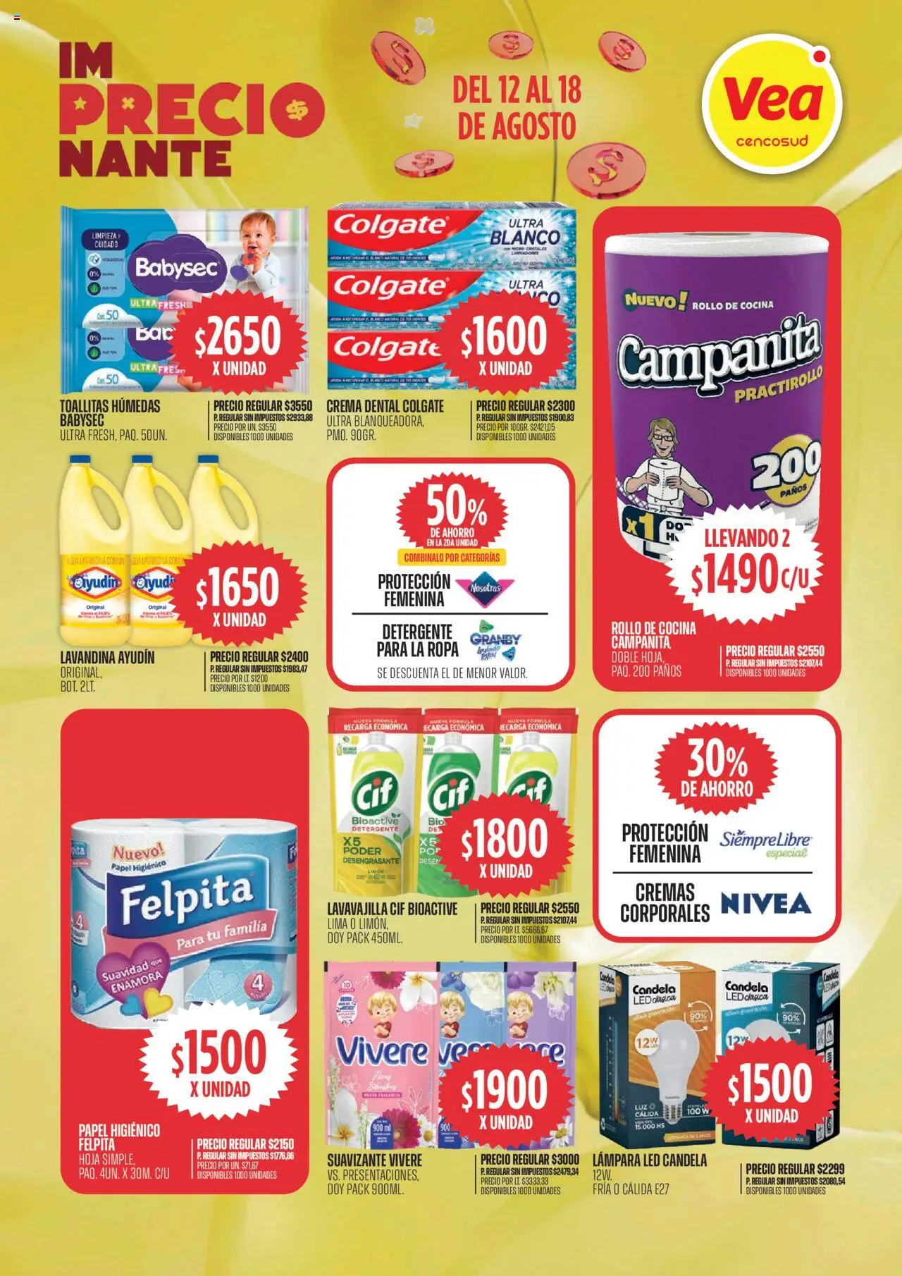 Vea - Oferta imPRECIOnante Córdoba │ válido desde el 12.08.2025 | Página: 4 | Productos: Papel higiénico, Lámpara, Detergente, Limón