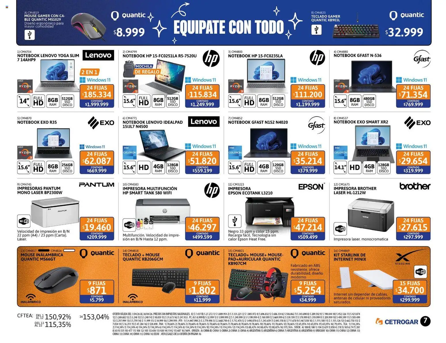 Cetrogar catálogo │ válido desde el 01.04.2026 | Página: 7 | Productos: Impresora, Teclado, Disco, Notebook