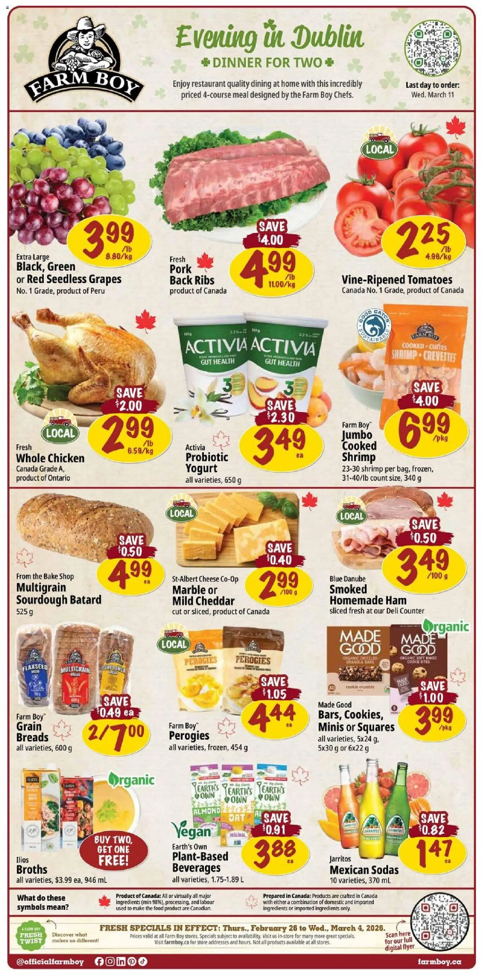 Farm Boy flyer valid from 26.02.2026 | Page: 1 | Products: Yogurt, Chicken, Pork, Tomatoes