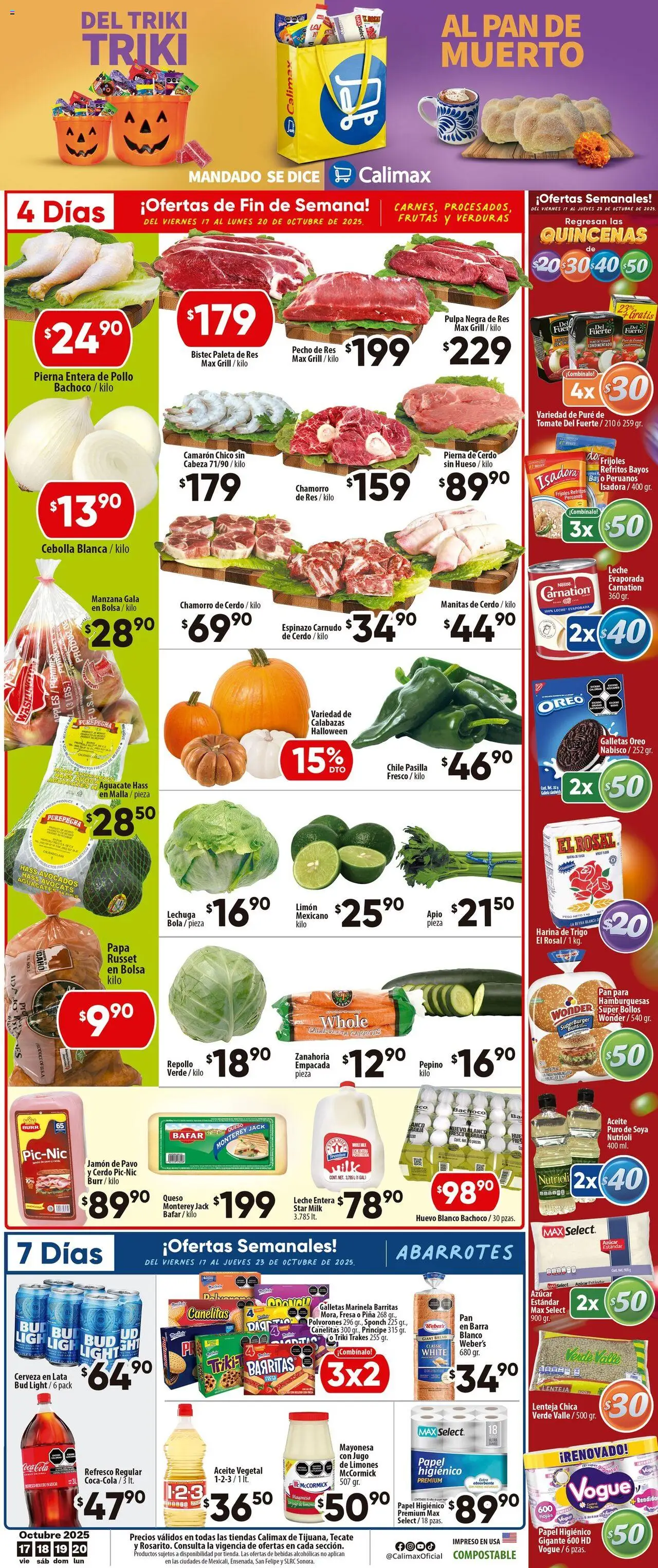 Nuevas ofertas de Calimax válidas en toda la República Mexicana desde el 17.10.2025. ¡Encuentra las mejores ofertas en Calimax folleto Tijuana! | Página: 1 | Productos: Azúcar, Paleta, Papel higiénico, Malla