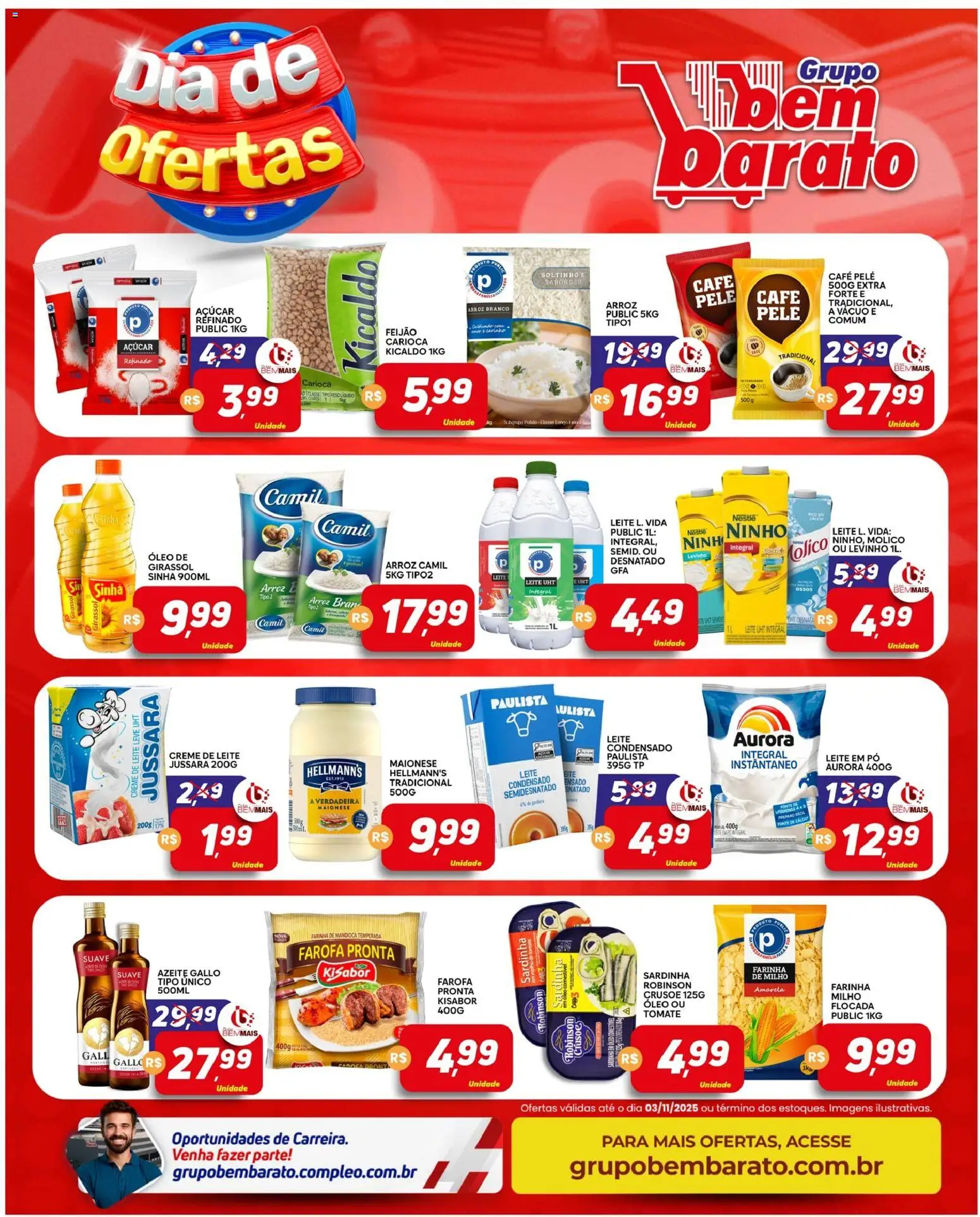 Supermercado Bem Barato Folheto - válido de 28.10.2025 | Página: 2 | Produtos: Mandioca, Pó, Farinha de mandioca, Creme de leite