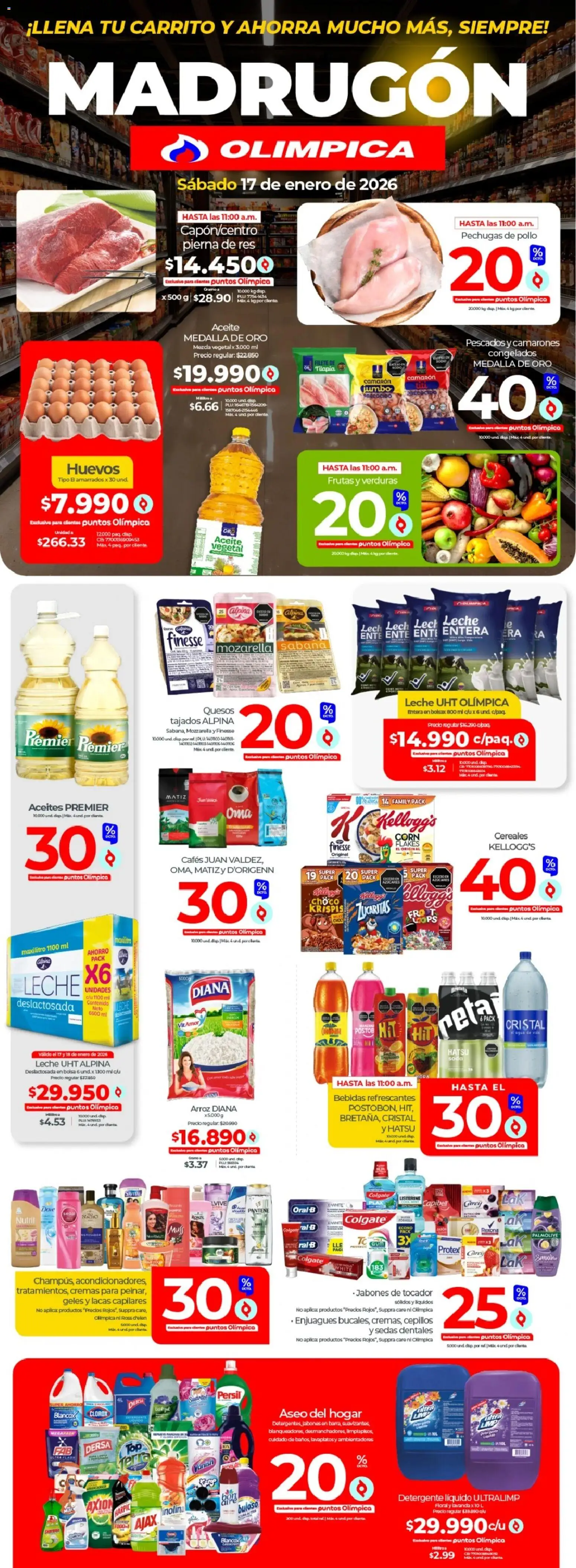 Olímpica revista - valida desde el 17.01.2026 | Página: 1 | Productos: Cereales, Leche, Huevos, Aceite