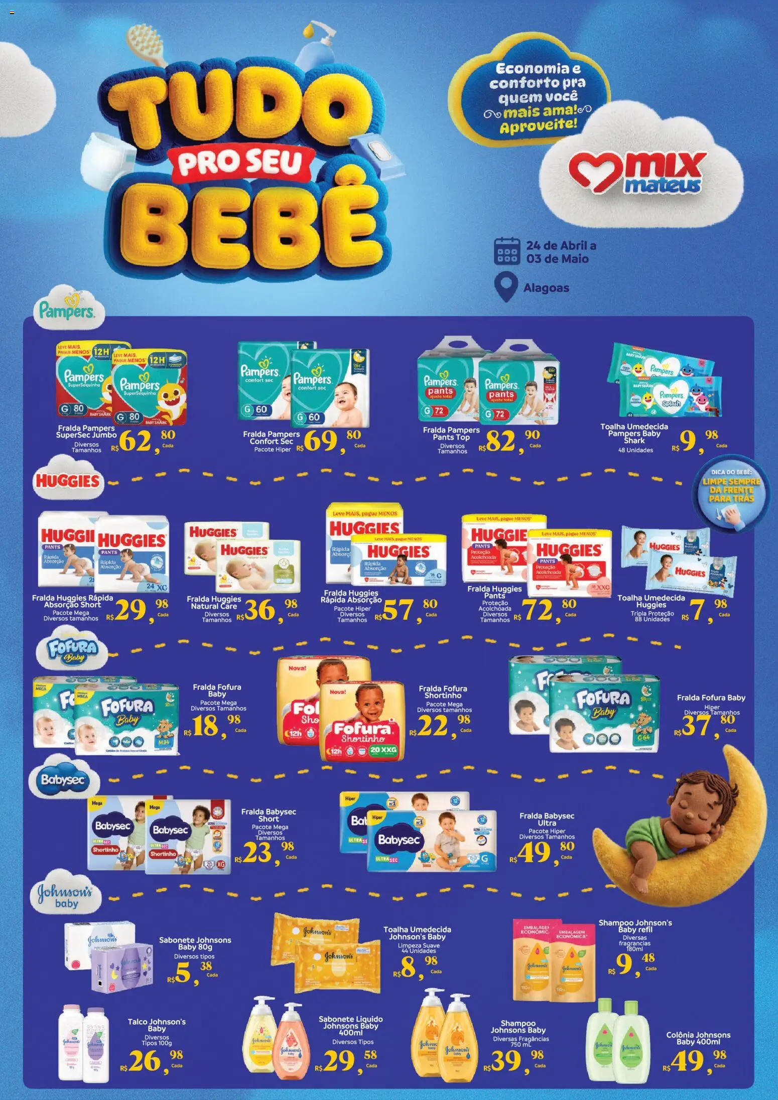Mateus Folheto - válido de 24.04.2026 | Página: 1 | Produtos: Shampoo, Fralda pampers, Pampers, Maiô