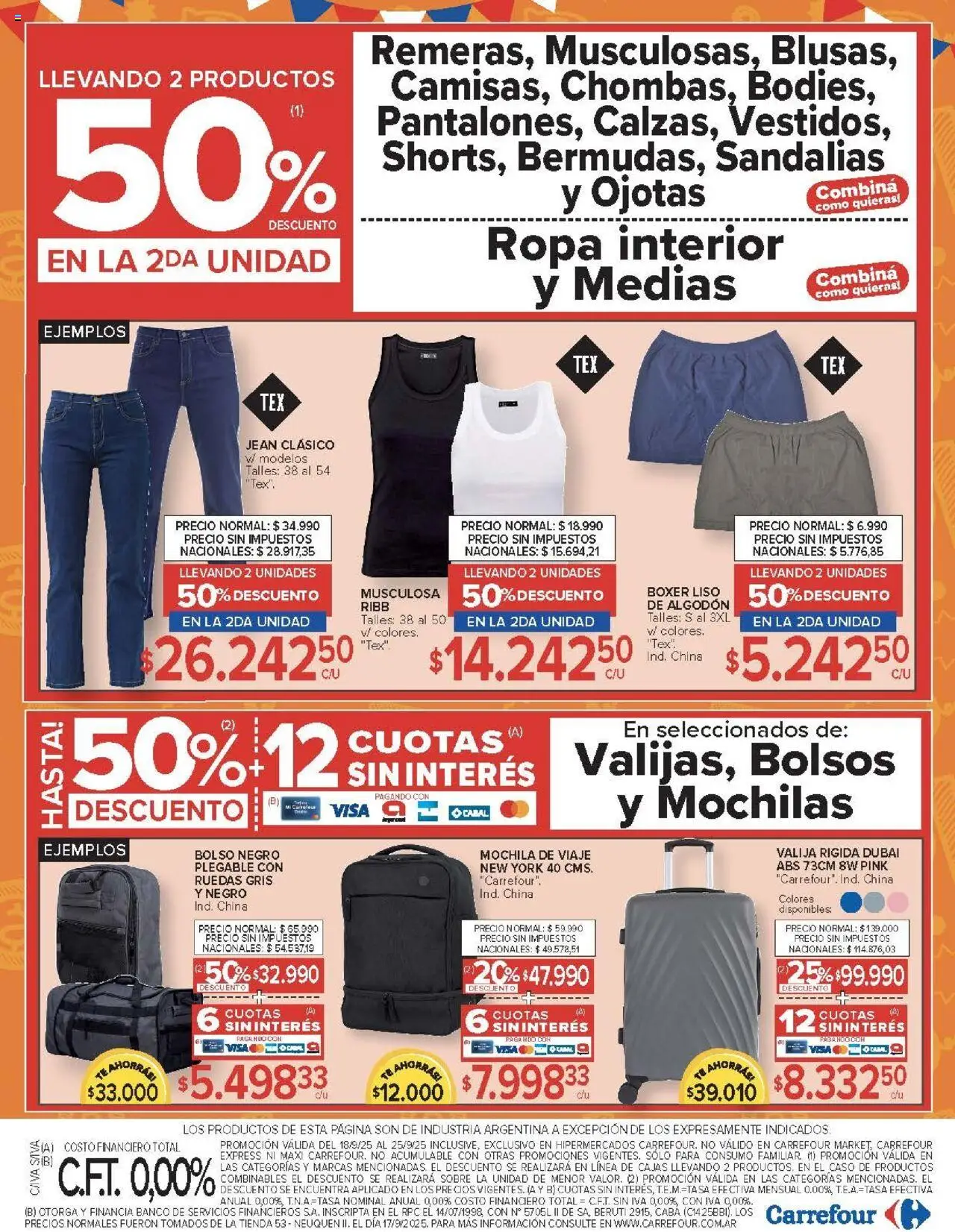 Carrefour ofertas - Comodoro │ válido desde el 18.09.2025 | Página: 22 | Productos: Algodón, Jean, Valija, Té