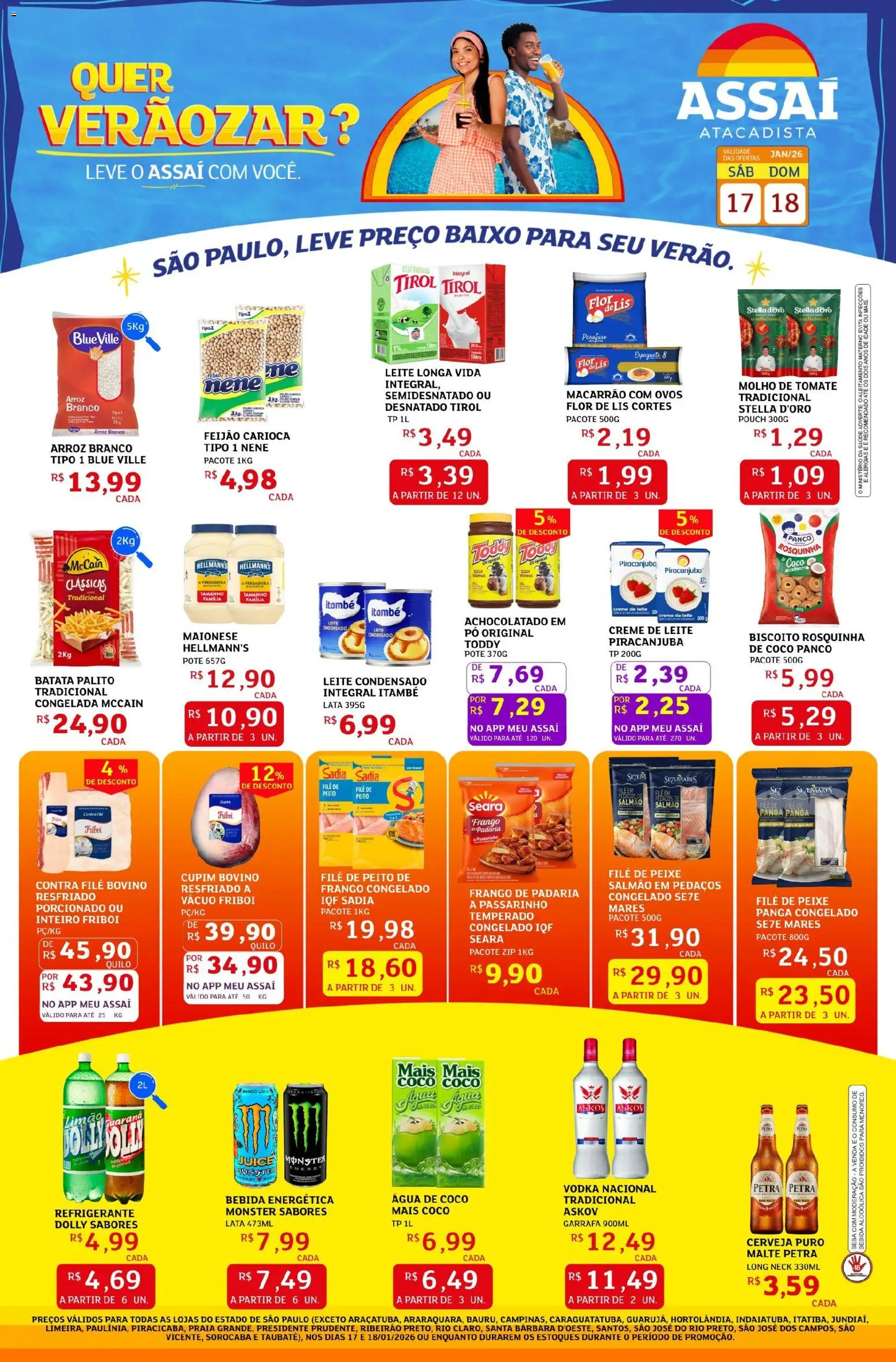 Assaí Atacadista Folheto - válido de 17.01.2026 | Página: 1 | Produtos: Biscoito, Creme, Batata, Leite condensado