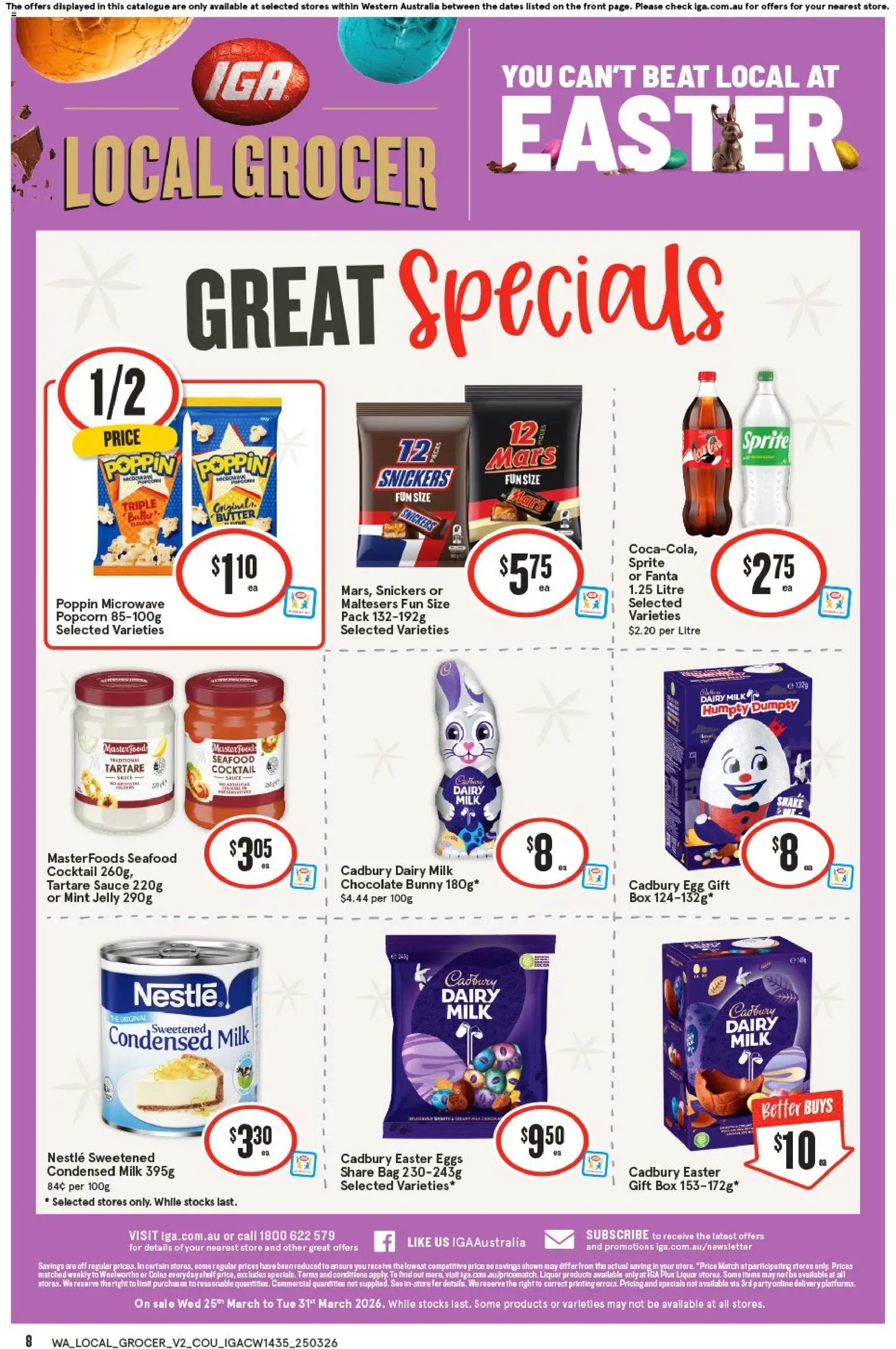 IGA catalogue - valid from 25.03.2026 | Page: 8 | Products: Milk, Eggs, Bag, Microwave