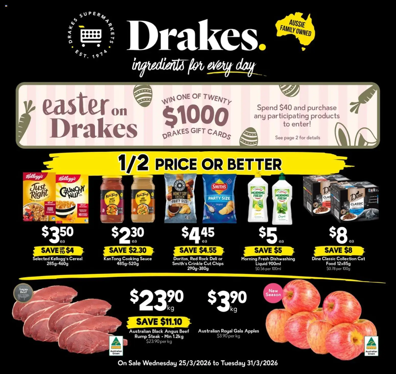 Drakes catalogue - valid from 25.03.2026 | Page: 1 | Products: Honey, Beef, Chips, Sauce