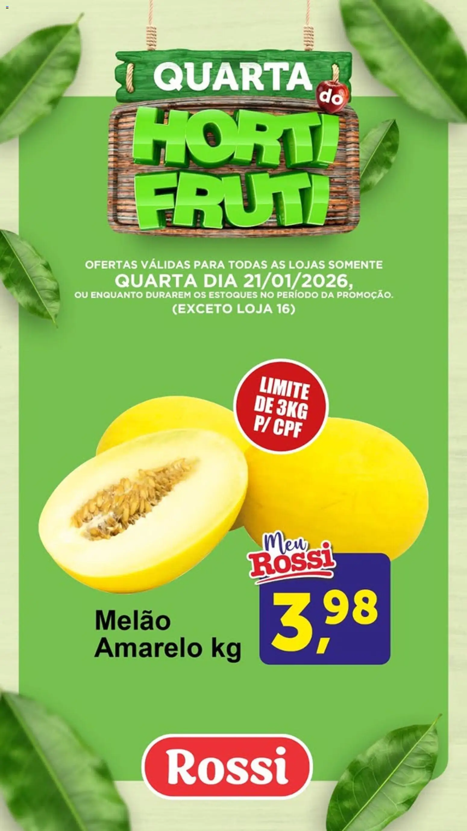 Rossi Supermercados Folheto - válido de 21.01.2026 | Página: 1 | Produtos: Melão