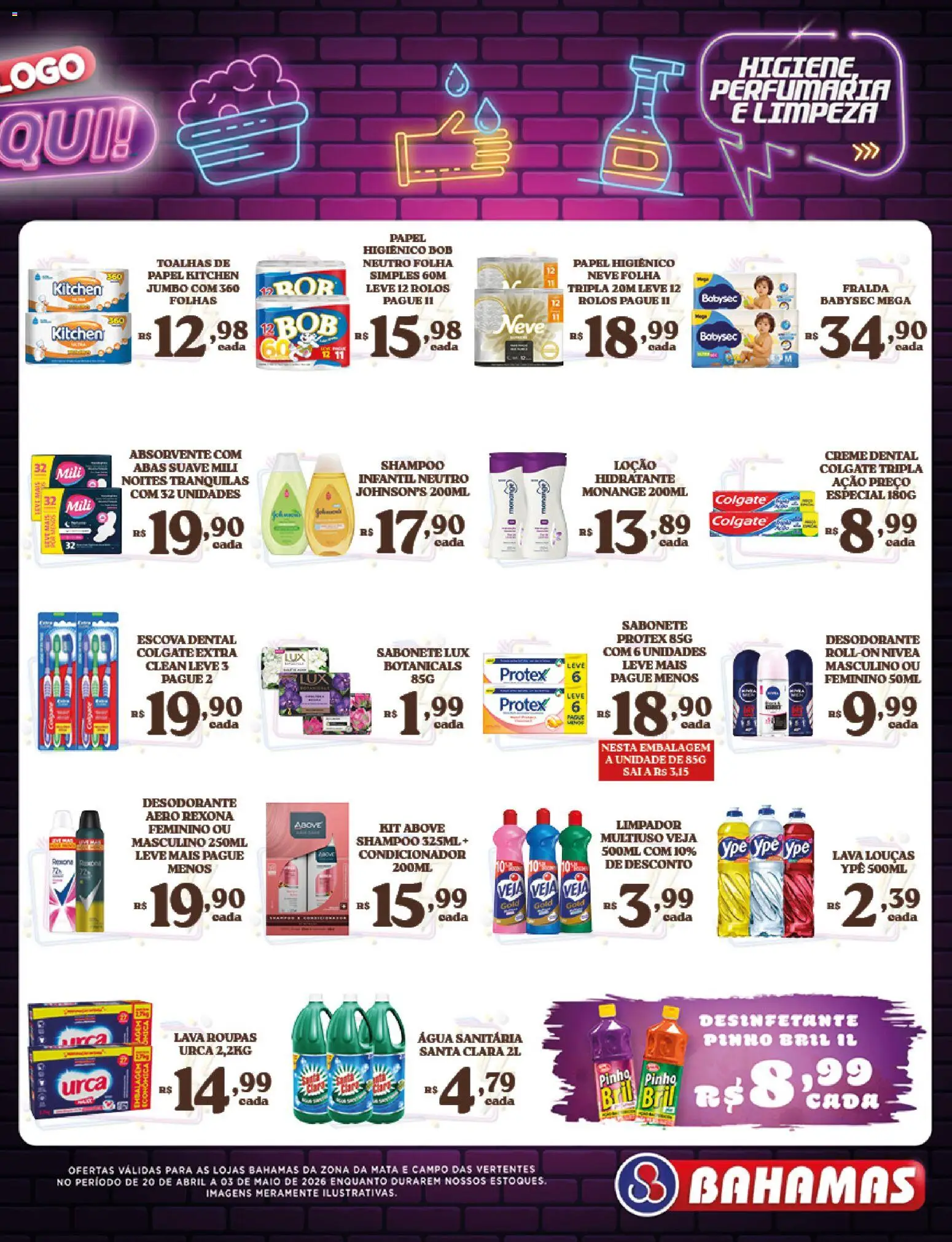 Bahamas Supermercados Folheto - válido de 20.04.2026 | Página: 11 | Produtos: Shampoo, Desodorante, Maiô, Papel higiênico