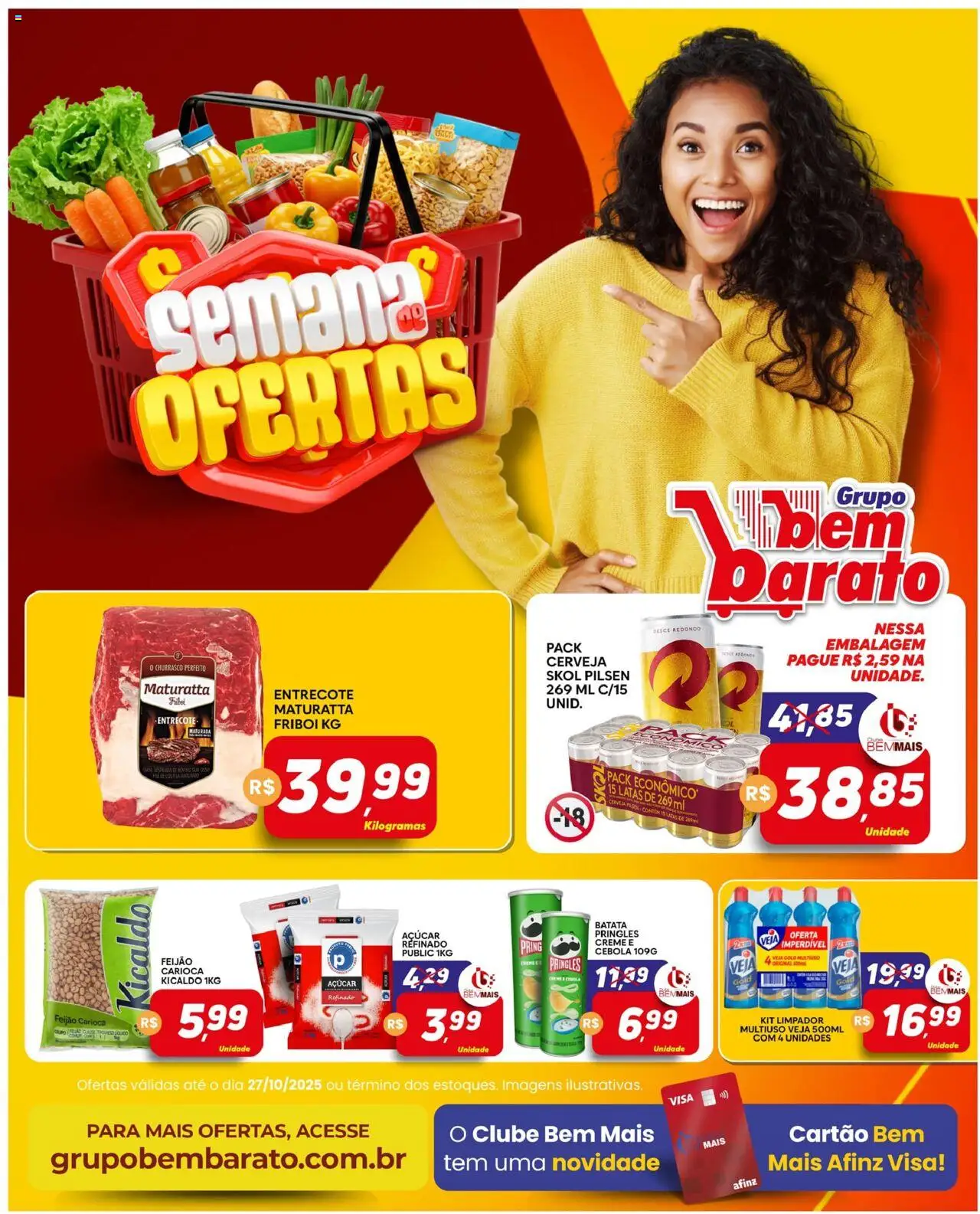 Supermercado Bem Barato Folheto - válido de 21.10.2025 | Página: 1 | Produtos: Feijão, Cerveja, Creme, Batata