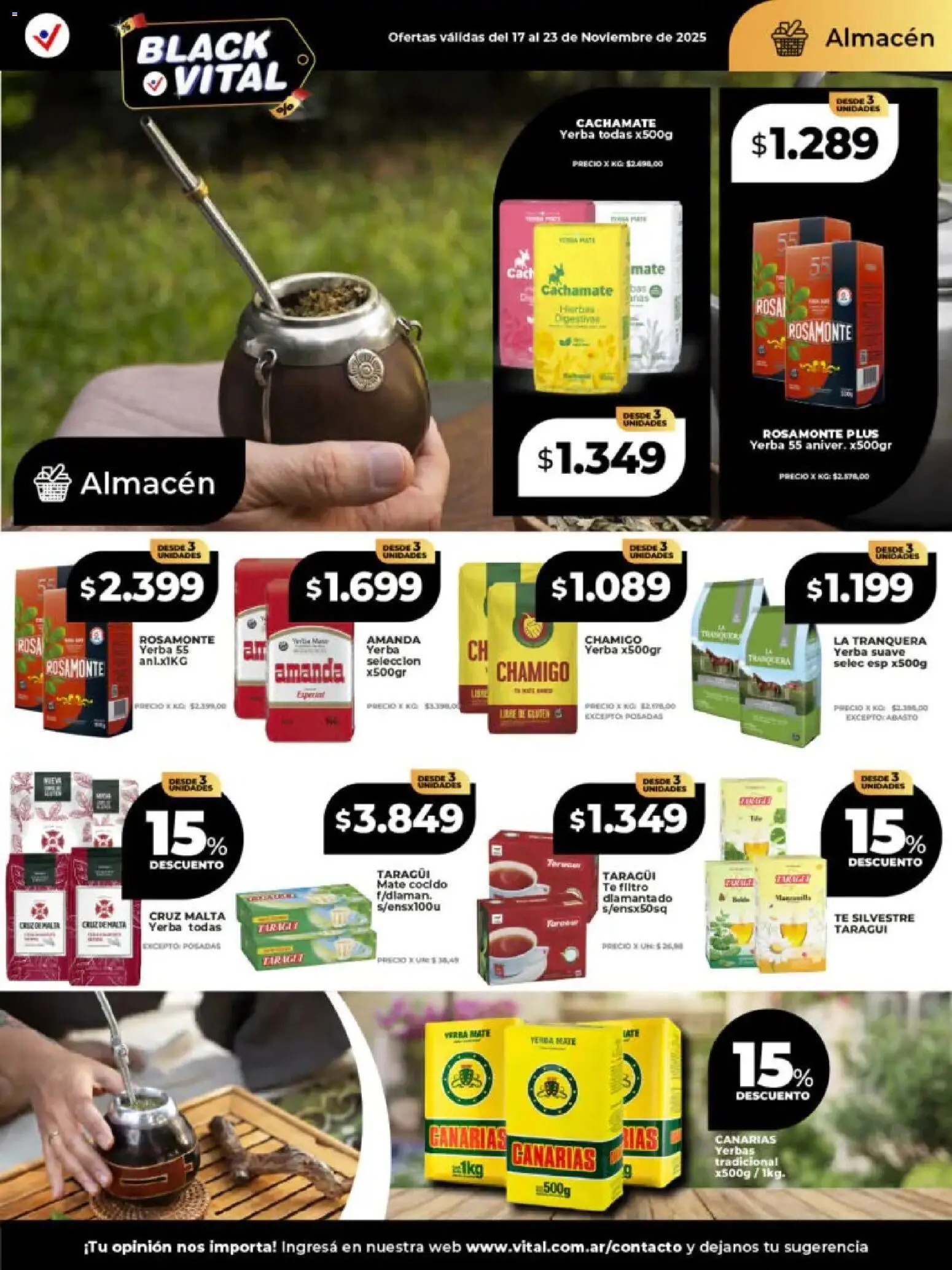 Vital - Ofertas - Abasto │ válido desde el 17.11.2025 | Página: 14 | Productos: Mate, Yerba, Té, Mate cocido