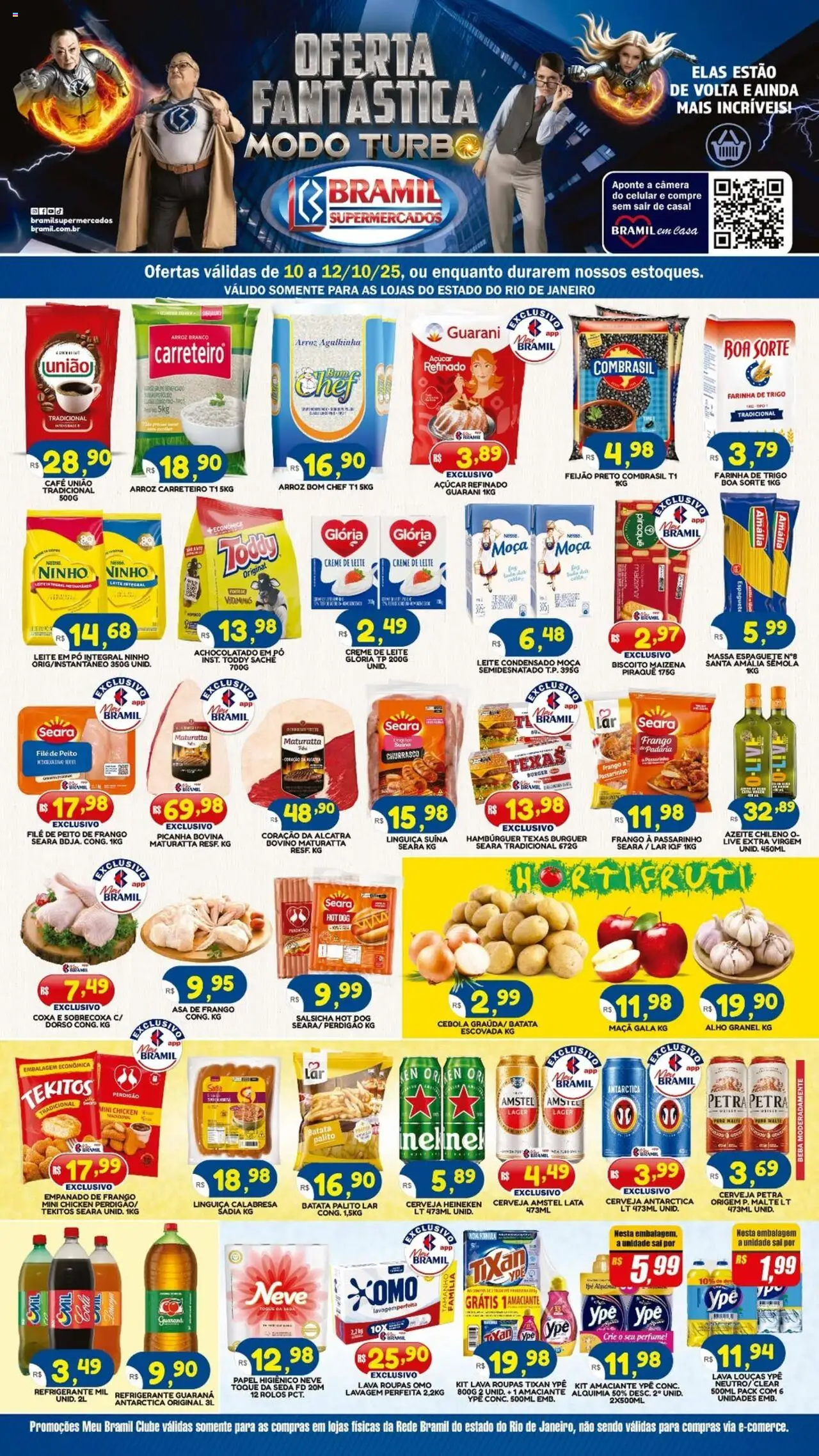 Bramil Supermercados Folheto - válido de 10.10.2025 | Página: 2 | Produtos: Salsicha, Picanha, Asa de frango, Massa
