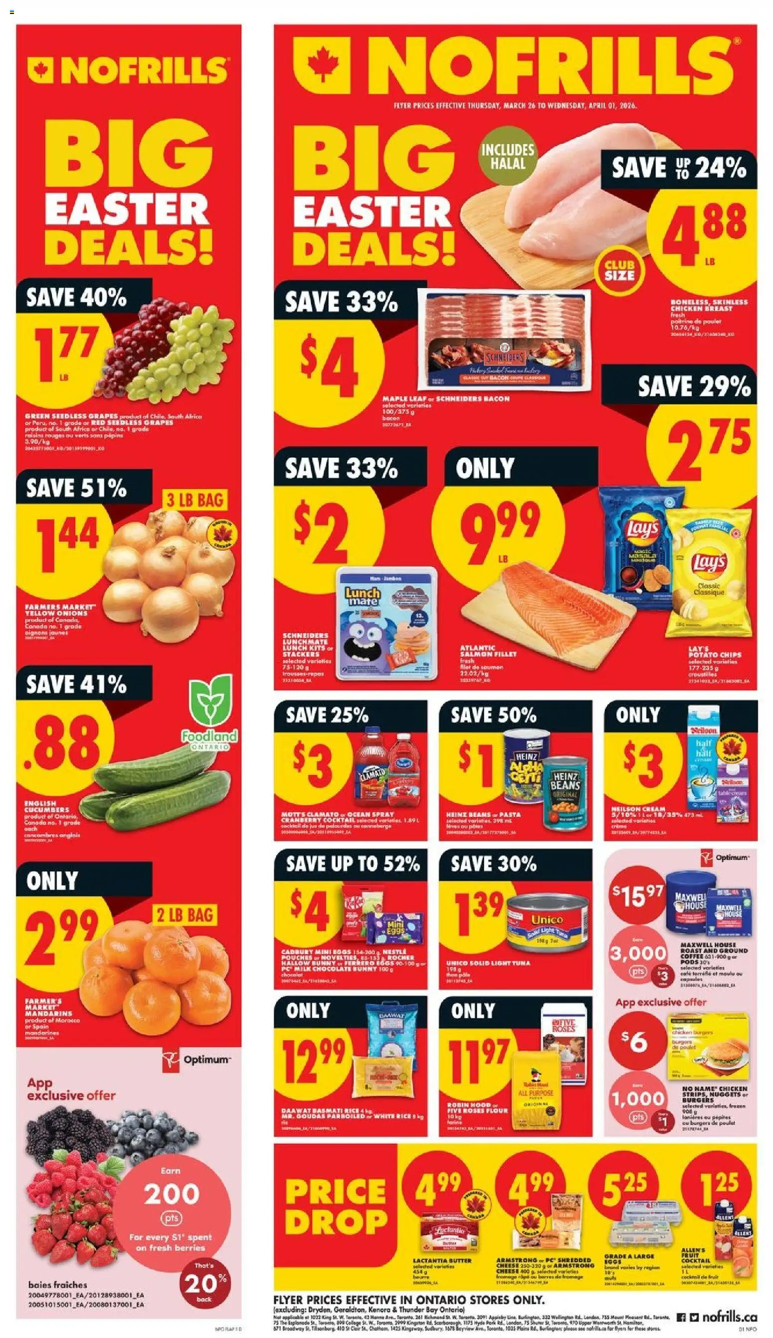No Frills flyer valid from 26.03.2026 | Page: 1 | Products: Pasta, PC, Milk, Juice