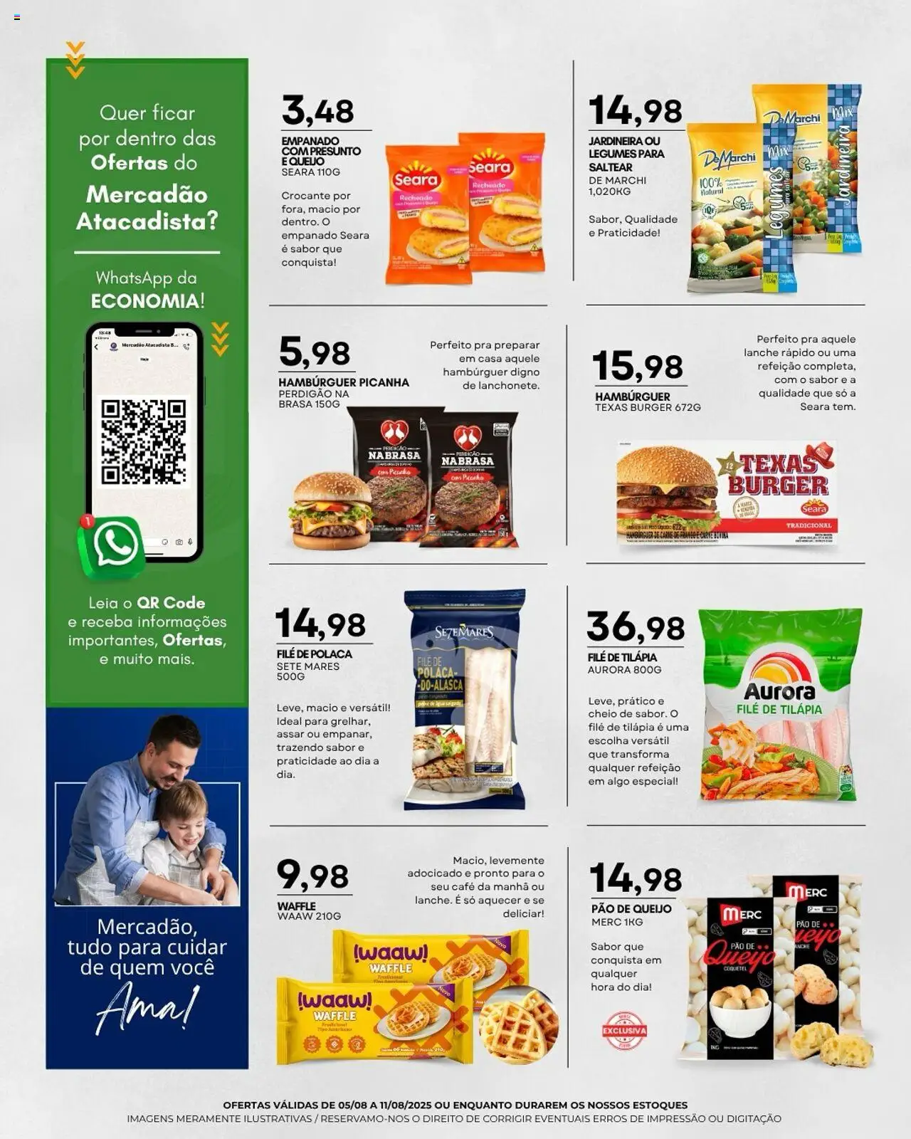 Mercadão Atacadista Folheto - válido de 05.08.2025 | Página: 3 | Produtos: Presunto, Carne de frango, Jardineira, Pão de queijo