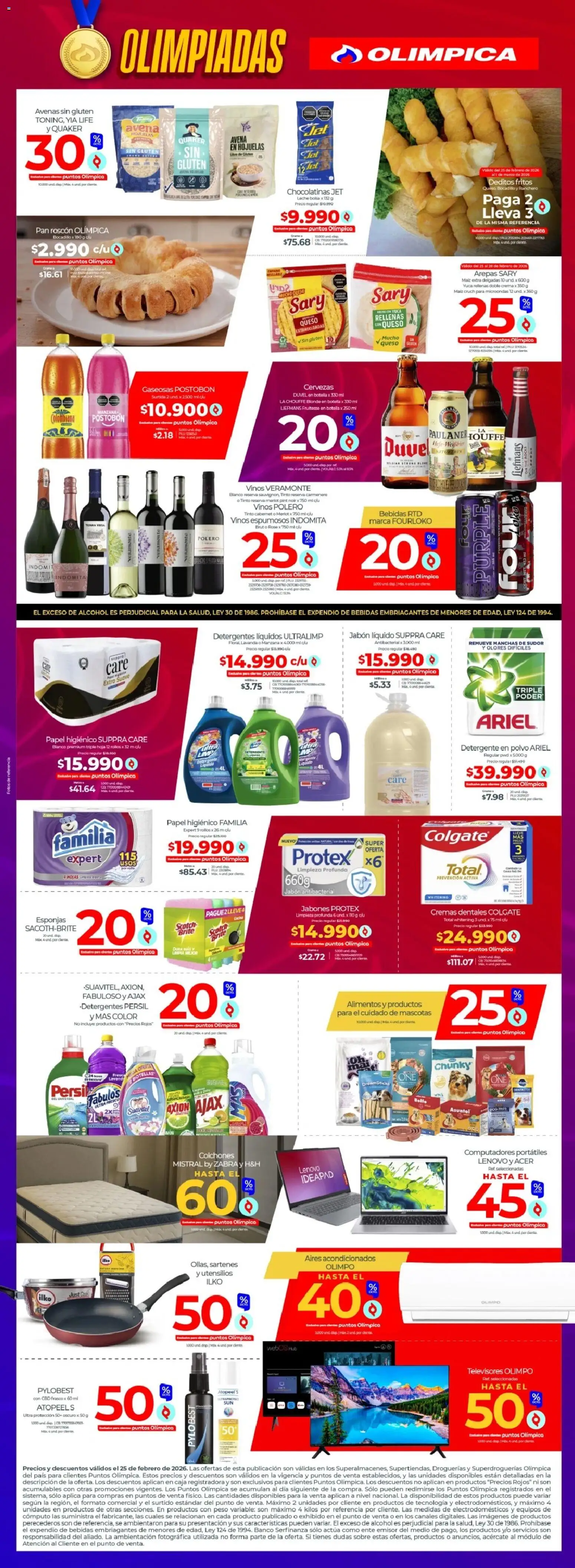 Olímpica revista - valida desde el 25.02.2026 | Página: 2 | Productos: Maiz, Caja, Microondas, Leche