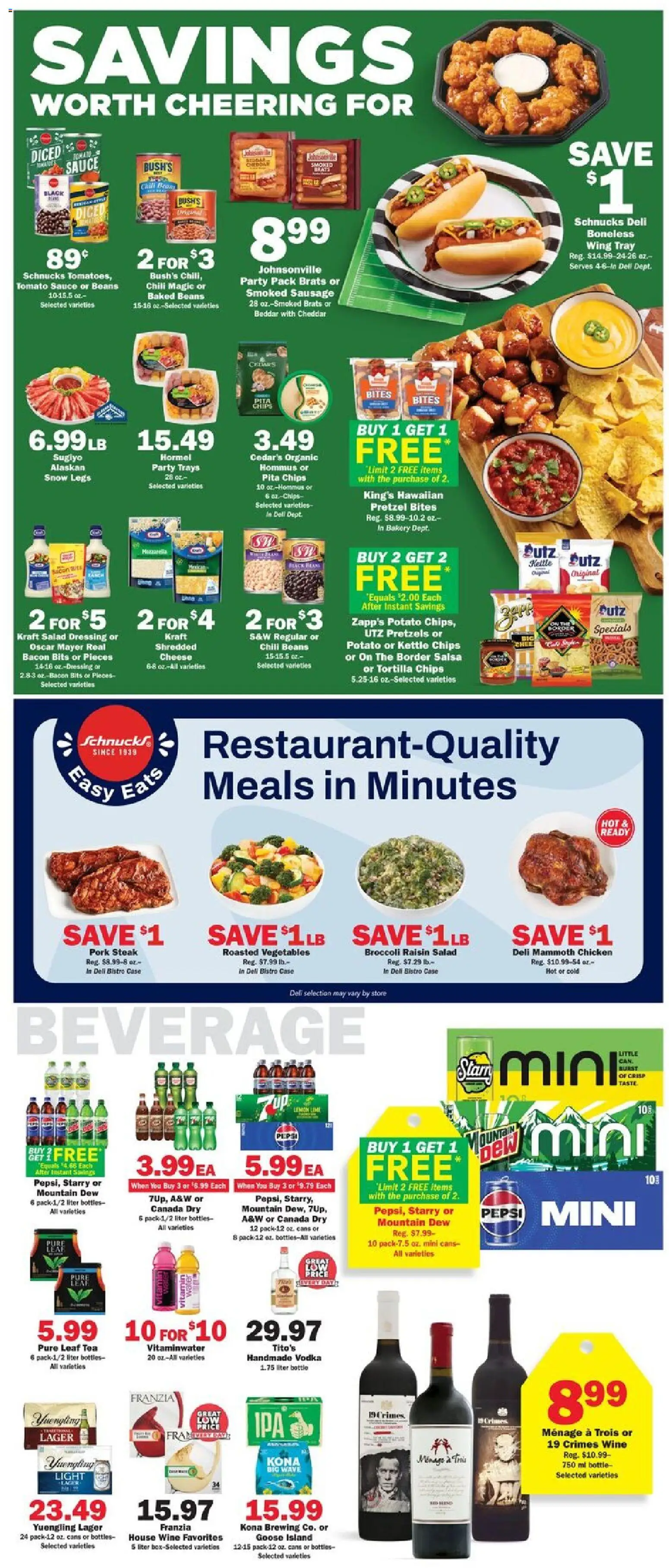 Schnucks Weekly Print Ad - IN - valid from 28.01.2026 | Page: 3 | Products: Bakery, Chips, Vodka, Sausage