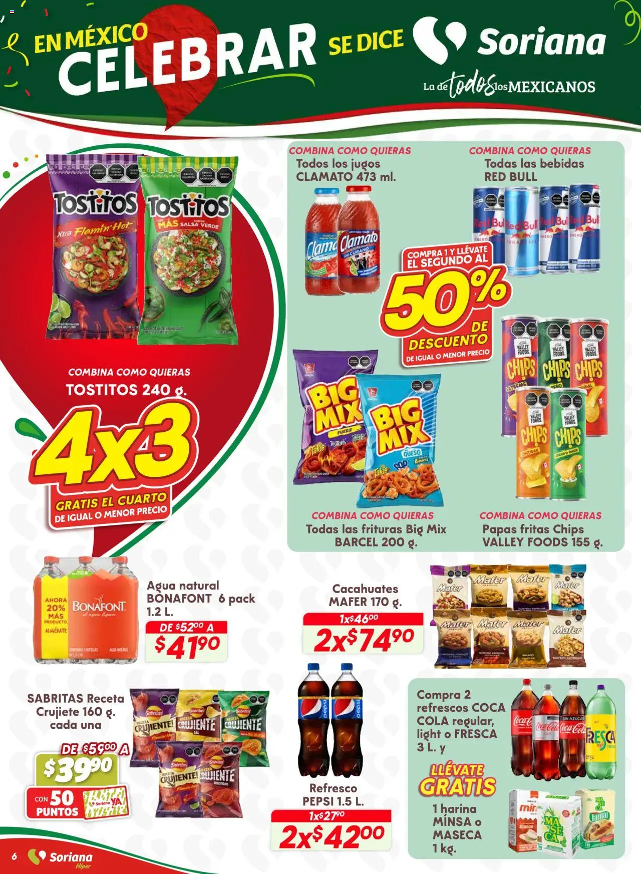 Nuevas ofertas de Soriana válidas en toda la República Mexicana desde el 18.09.2025. ¡Encuentra las mejores ofertas en Soriana - Preciazazaso Híper: Chih, Coah, Tamaulipas! | Página: 13 | Productos: Harina, Azúcar, Agua, Papas fritas