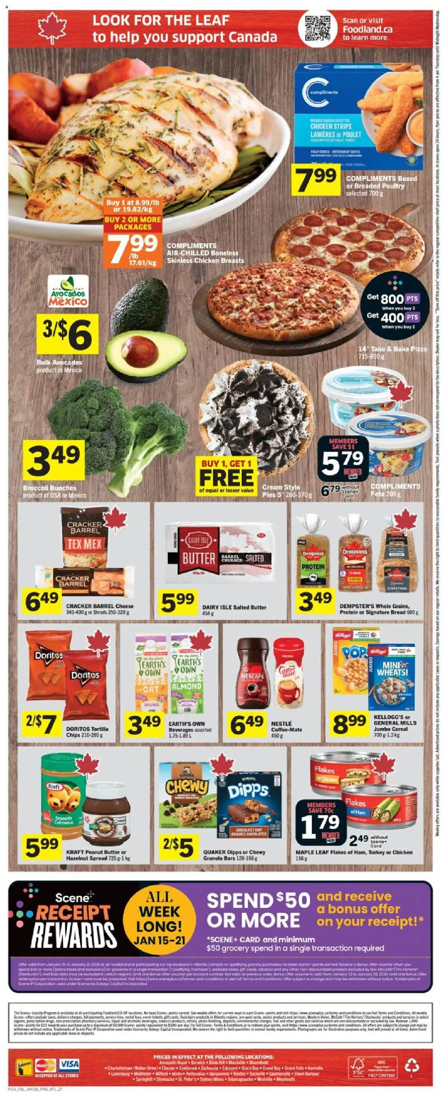 Foodland flyer valid from 15.01.2026 | Page: 2 | Products: Cream, Cheese, Bread, Pizza
