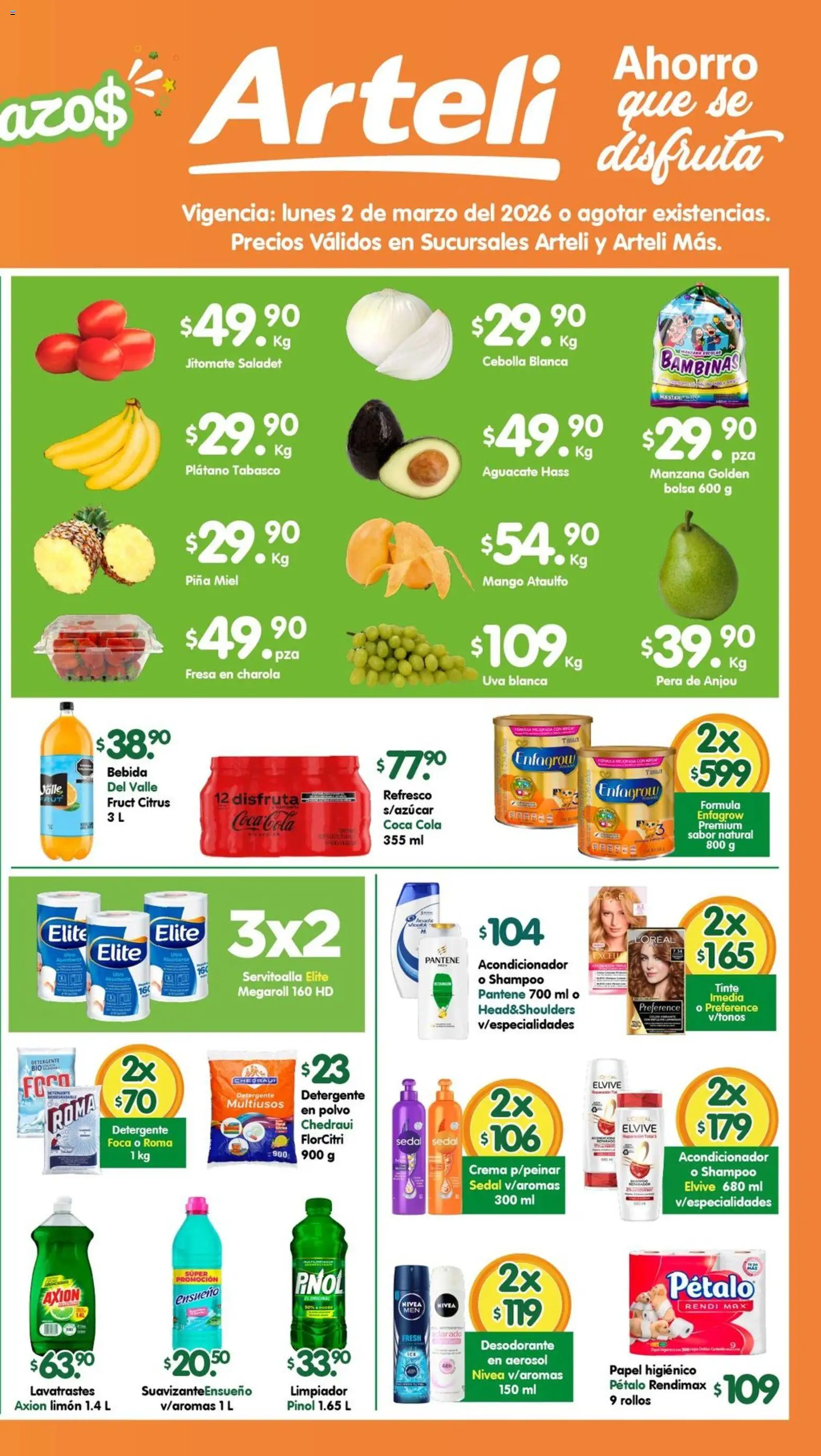 Nuevas ofertas de Arteli válidas en toda la República Mexicana desde el 02.03.2026. ¡Encuentra las mejores ofertas en Arteli folleto! | Página: 2 | Productos: Fresa, Bolsa, Limón, Uva