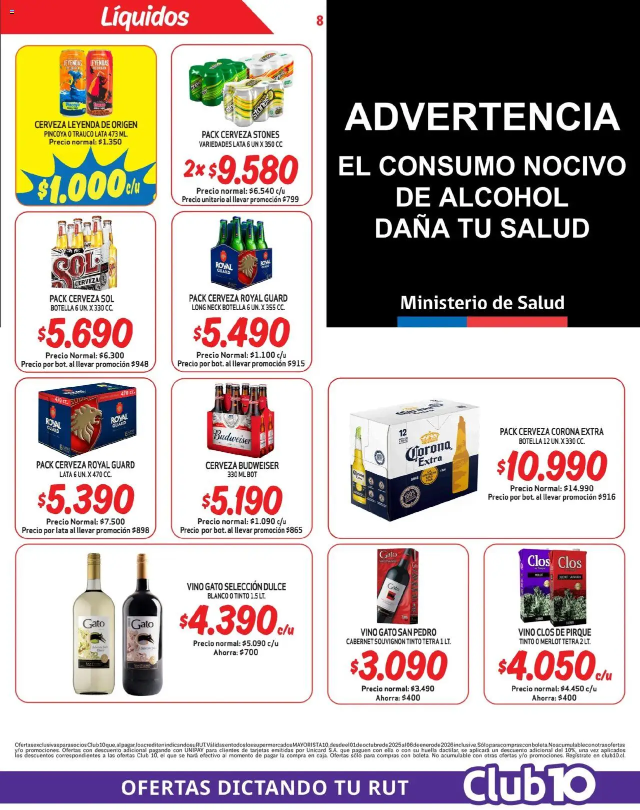 Mayorista 10 Ofertas │ válido desde el 01.10.2025 | Página: 8 | Productos: Botella, Vino, Cerveza