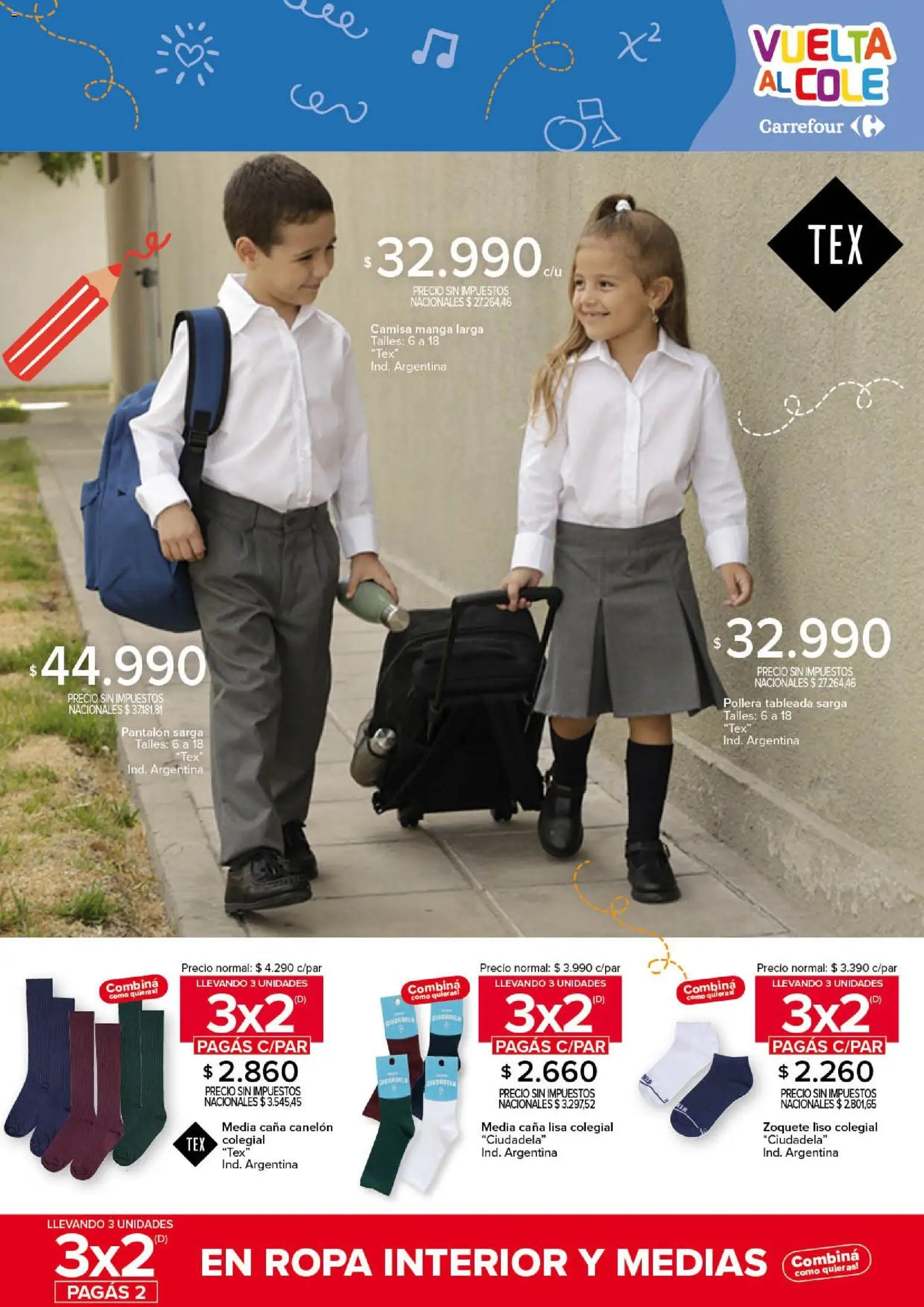 Carrefour - Vuelta al Cole  │ válido desde el 10.02.2026 | Página: 23 | Productos: Pollera, Camisa, Ropa interior, Medias