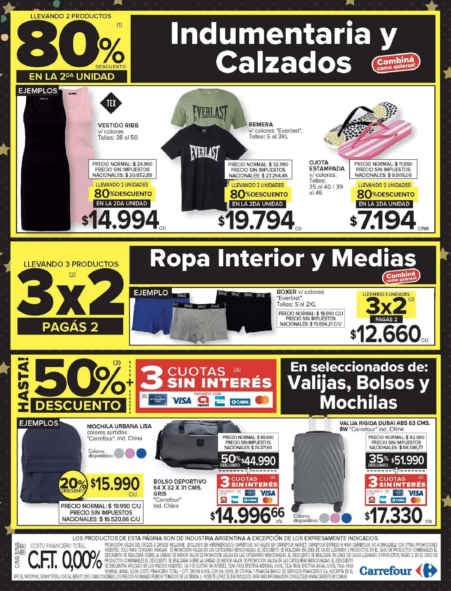 Carrefour ofertas │ válido desde el 19.12.2025 | Página: 25 | Productos: Remera, Valija, Banco, Ropa