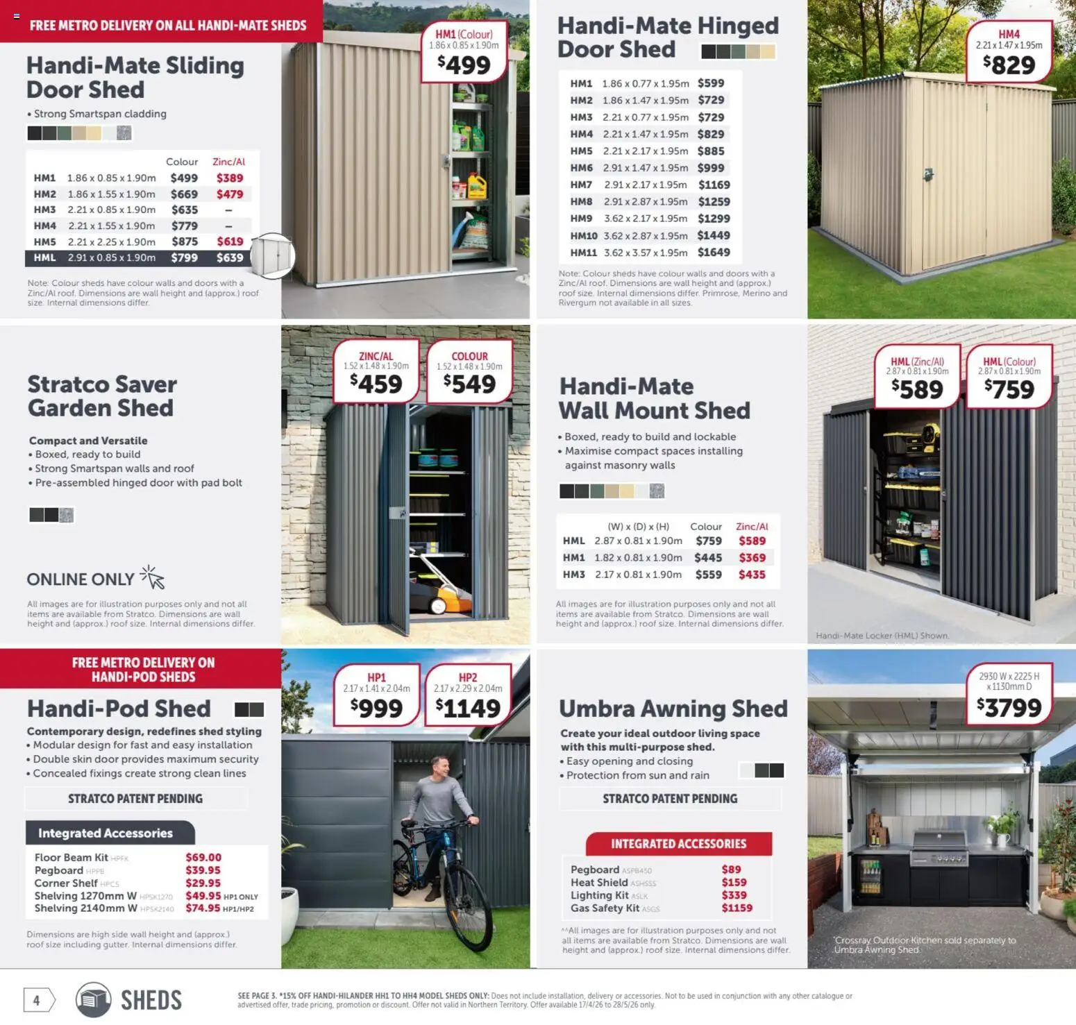 Stratco catalogue - valid from 17.04.2026 | Page: 4 | Products: Door, Shed, Accessories, Multipurpose