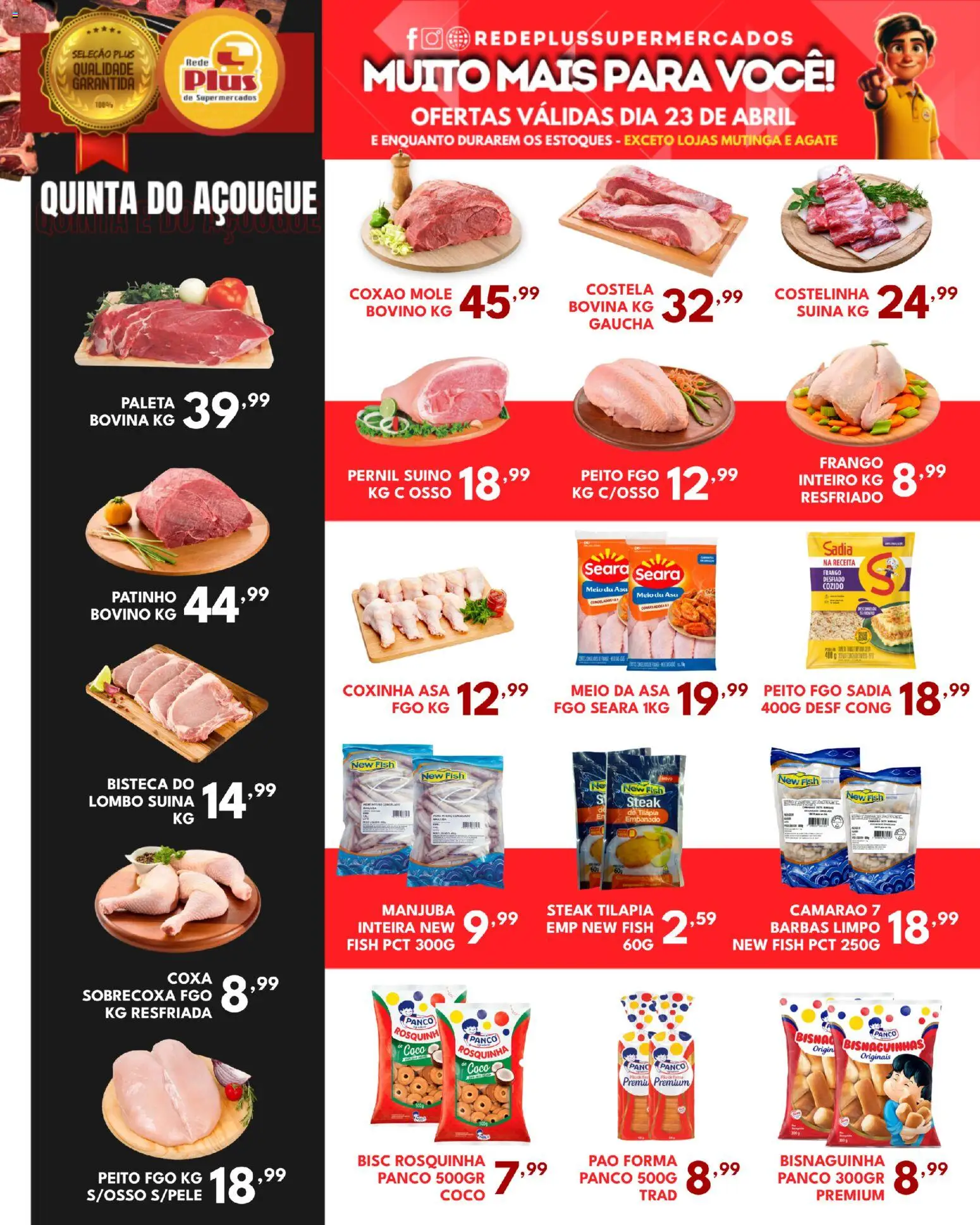 Rede Plus Supermercados Folheto - válido de 22.04.2026 | Página: 2 | Produtos: Lombo, Pernil, Camarão, Frango
